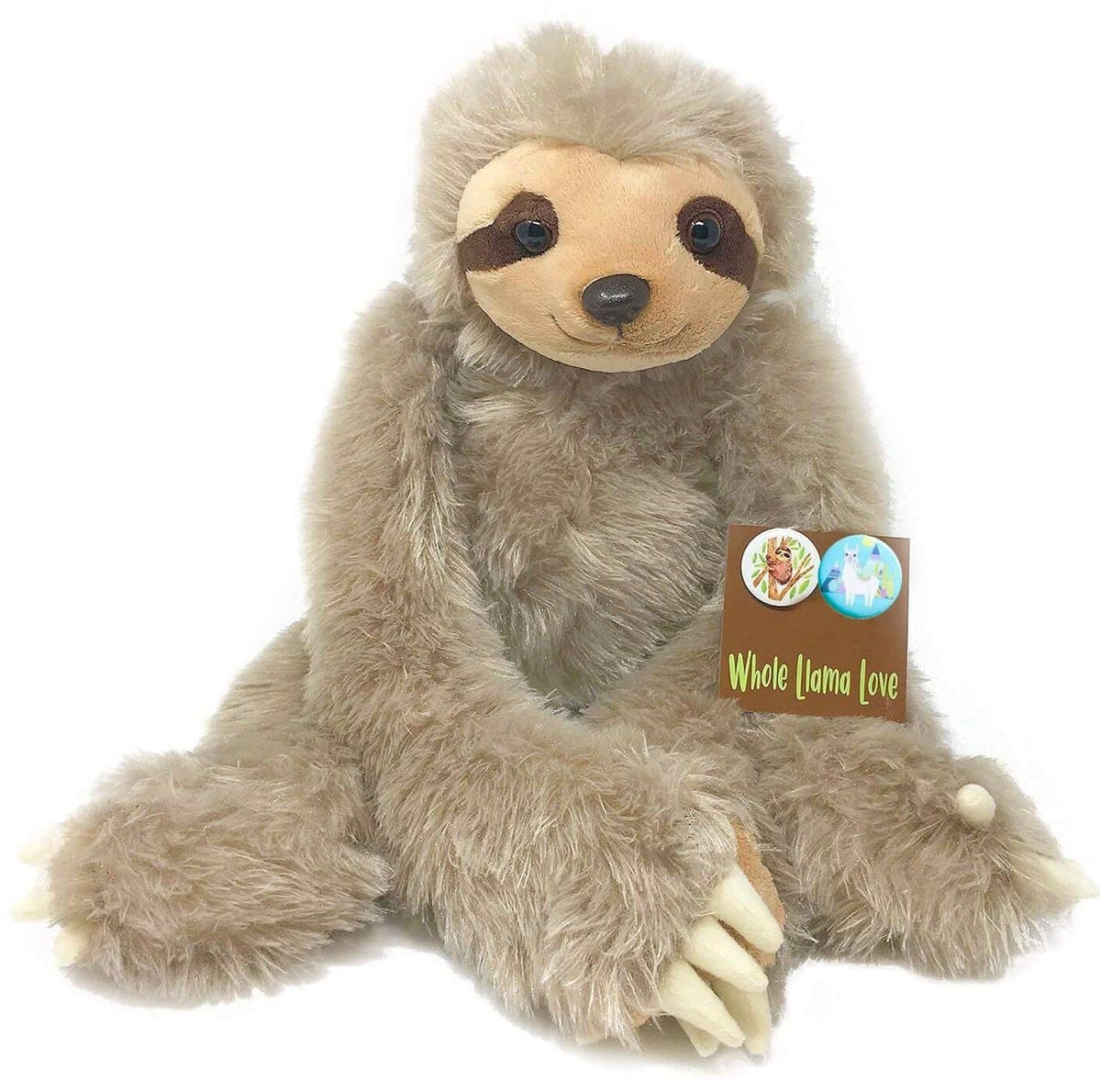 Sloth Stuffed Animal - 20” Plush - Long Cuddly Arms That Attach & 2 Bonus Pins - Super Soft