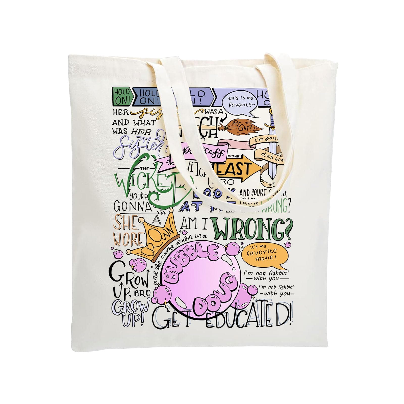 Wicked Tote Bag Musical Theatre Quote Tote Shopping Bag Wicked Musical Reusable Grocery Tote Bag Halloween Party Gift