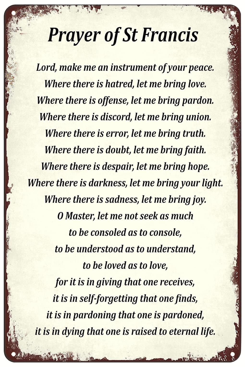 Vintage Metal Signs - Prayer Of St Francis Tin Sign Religious Poster Wall Art Decor Plaque for Home Club Cafe Living Room 8x12 inch