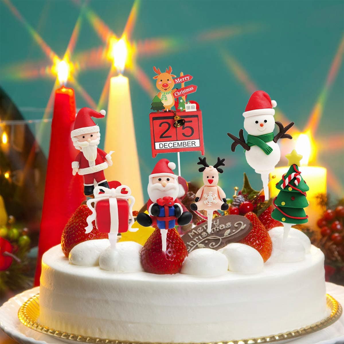 7PCS Christmas Cake Toppers - Christmas Party Cake Decoration Snowman