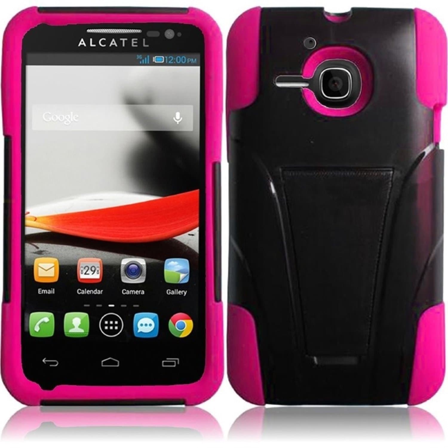 For Alcatel One Touch Evolve 5020T 5020 Cover Case (TSTAND Hybrid Black/Pink)