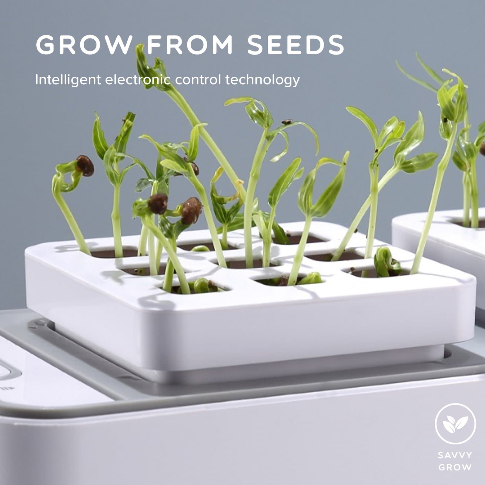 Smart Hydroponics Indoor Herb Garden Kit by SavvyGrow- Growing System with 2 Self-Watering Herb Garden Pots, Seeds, Fertilizer, Planting Medium - All in 1 System Ready to Grow (Standard, White)