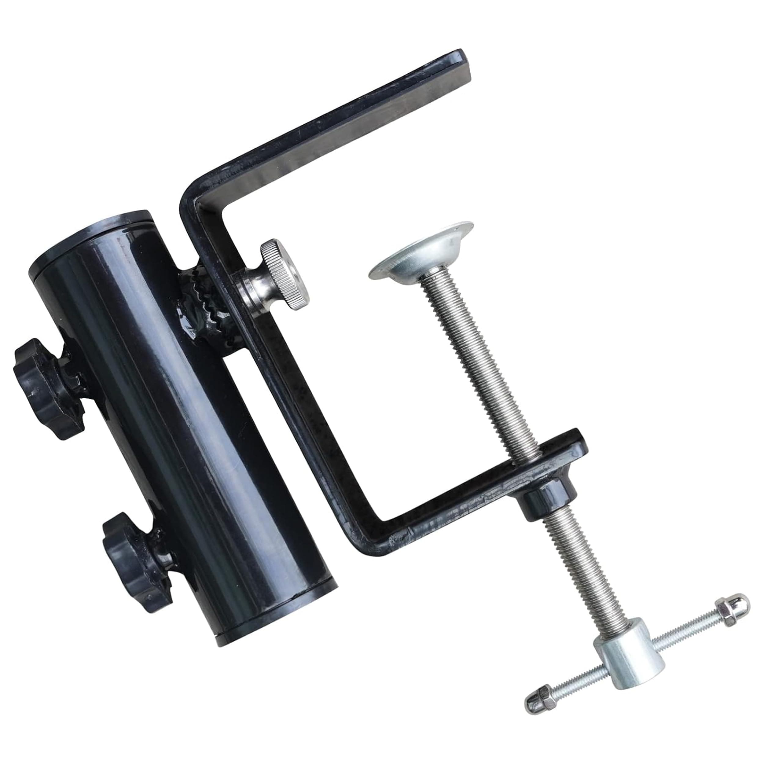 AMMSUN Heavy Duty Upgraded Patio Umbrella Clamp Clip Steel Umbrella Stand Holder Fit Square Balcony Railings Mount Attaches to Fence Post Railing Bleachers Benches Tailgates Outdoor, 2.62 lbs