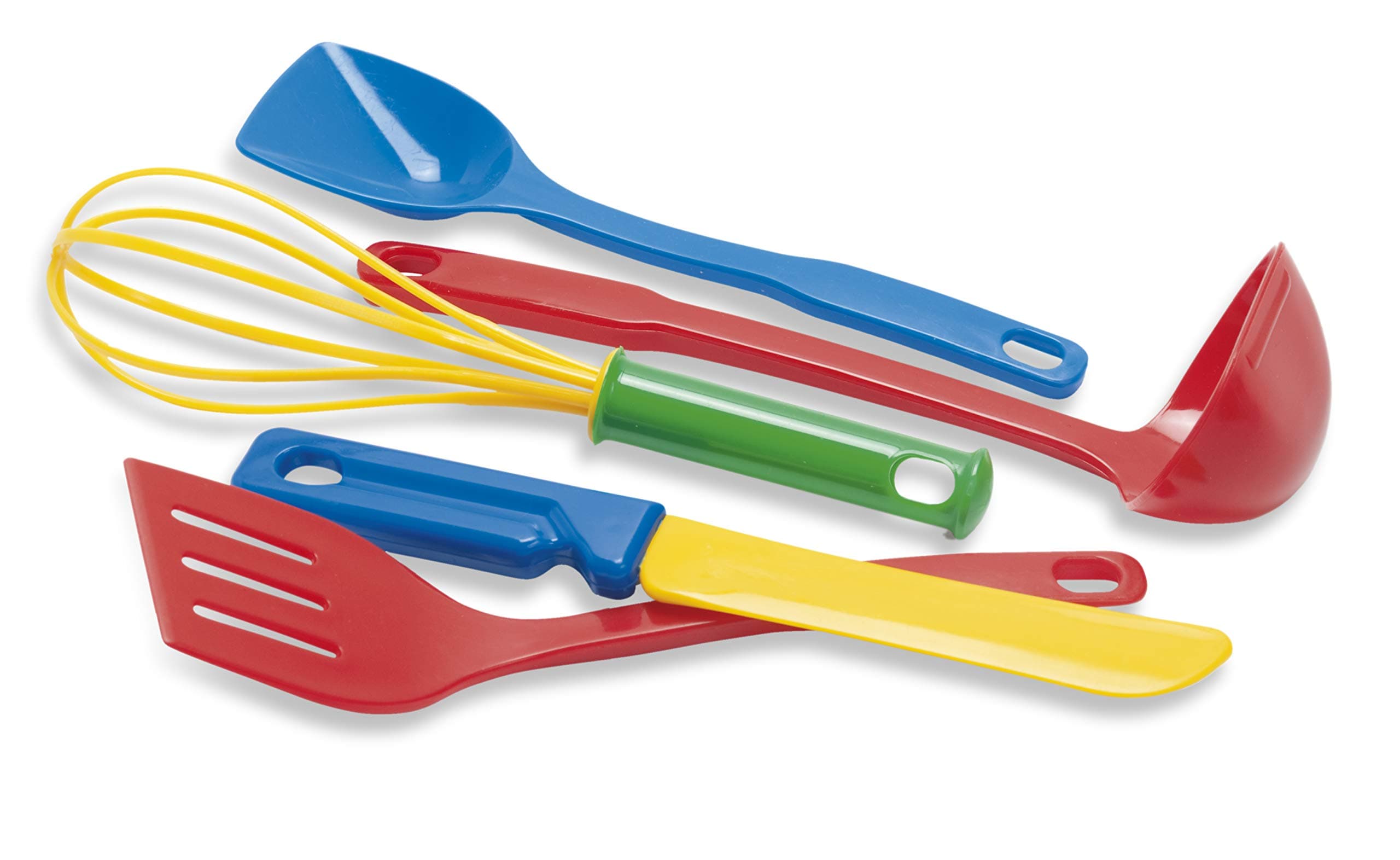 Dantoy Plastic Kitchen Utensils, 5 Piece Set Pretend Play for Kids, Made in Denmark – Multi Colour