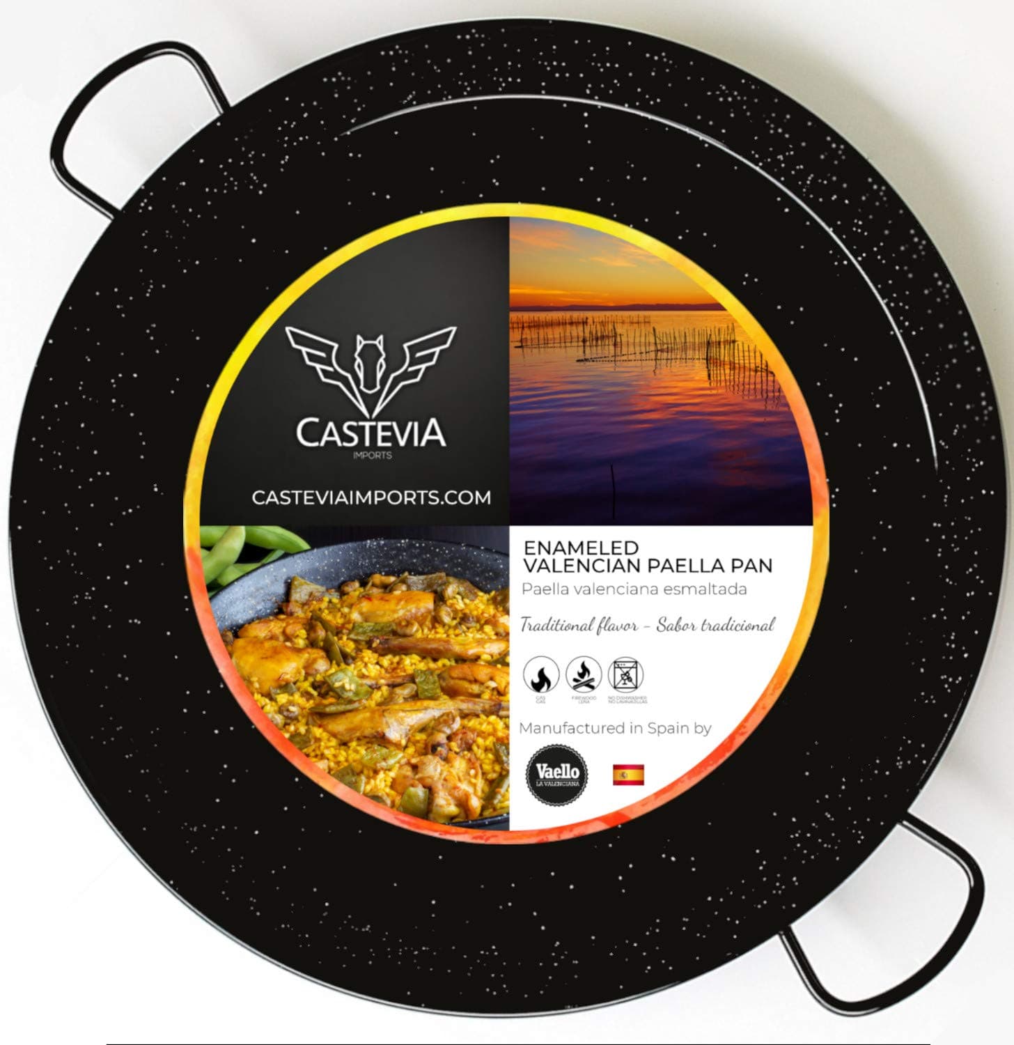 Vaello Campos La Valenciana 55cm Enamelled Steel Paella Pan