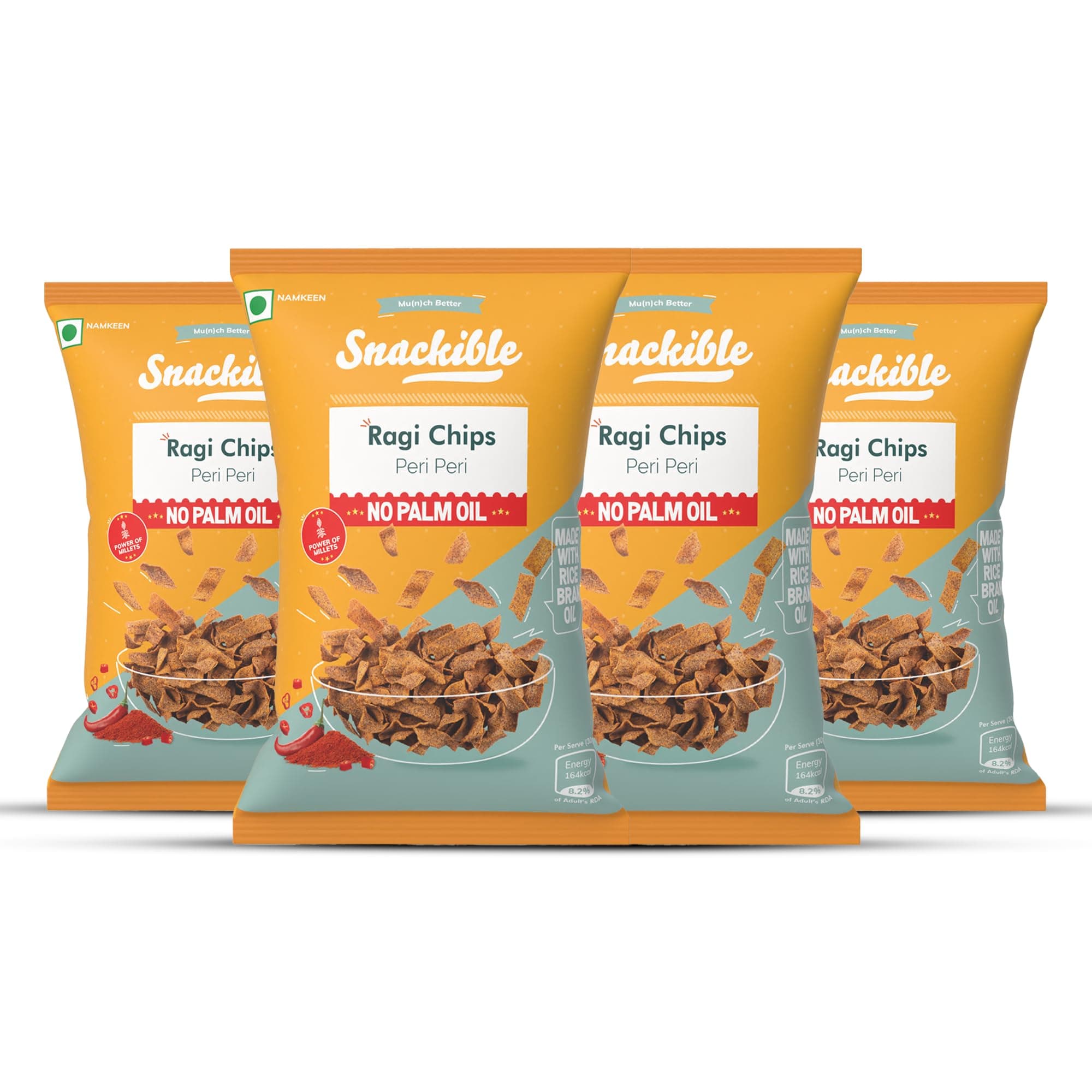 Snackible MU(N) CH BETTER HONMICON Snackible Mu(N) Ch Better Peri Peri Ragi Chips-55 Gm (Pack Of 3)