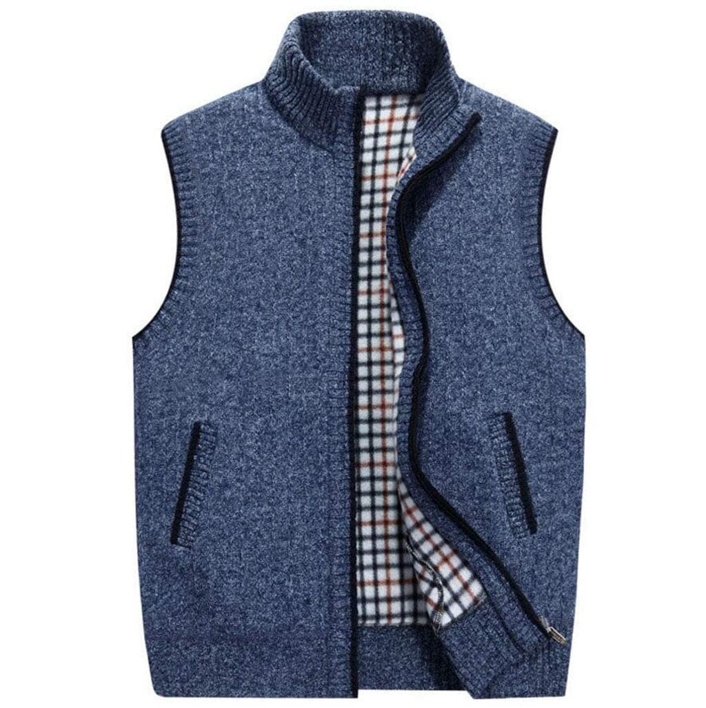 GKKXUEMen's Knitted Wool Vest,Fall Winter Warm Sweater Vest Father's Birthday Gift Size M to XXXXL (Color : Sky blue, Size : M)