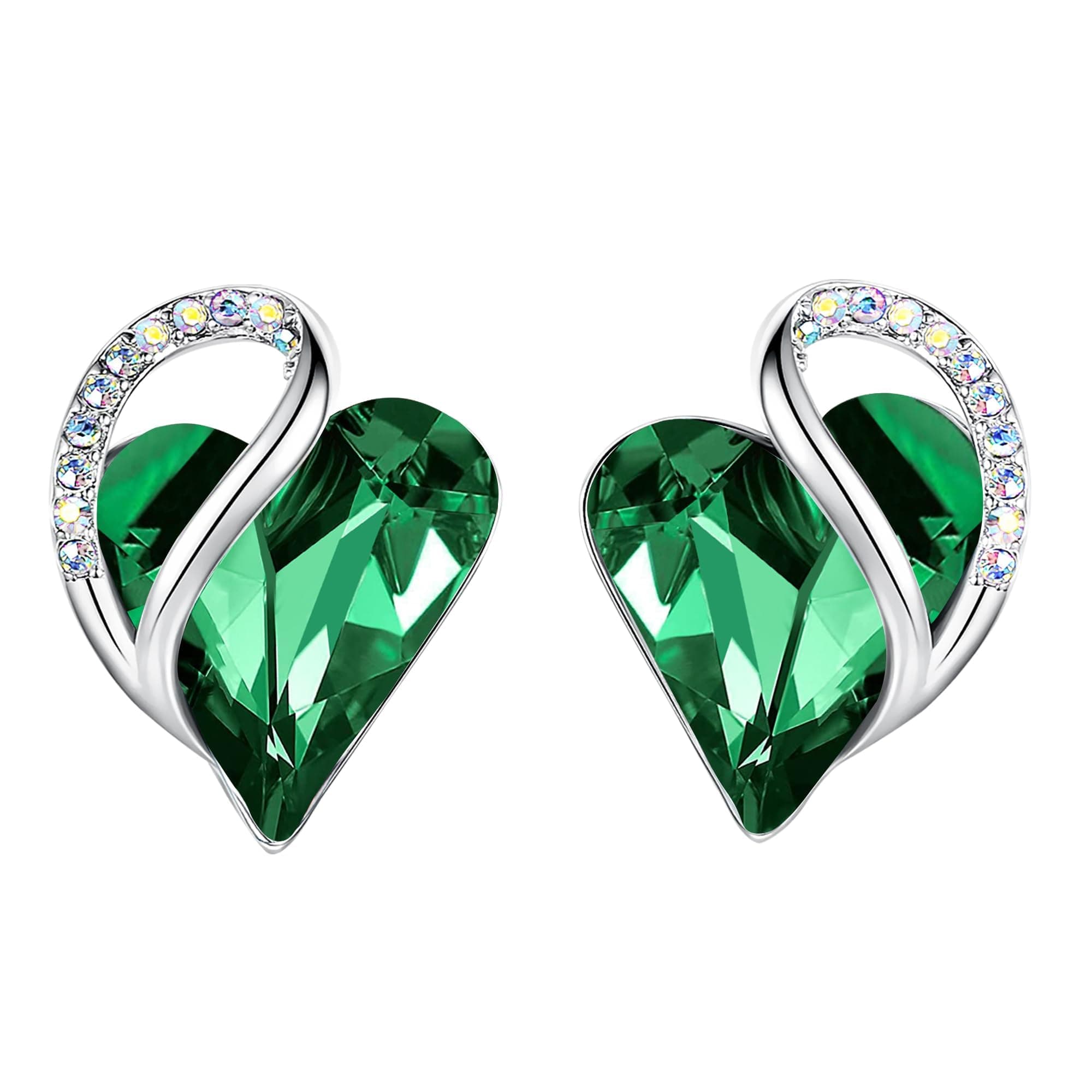 – Valentine's Day Gift Earrings for Women, Infinity Love Birthstone Heart Crystal Studs, Allergy-Free Jewelry for Wife Mom Her, Silver-Tone, Gift Box Included