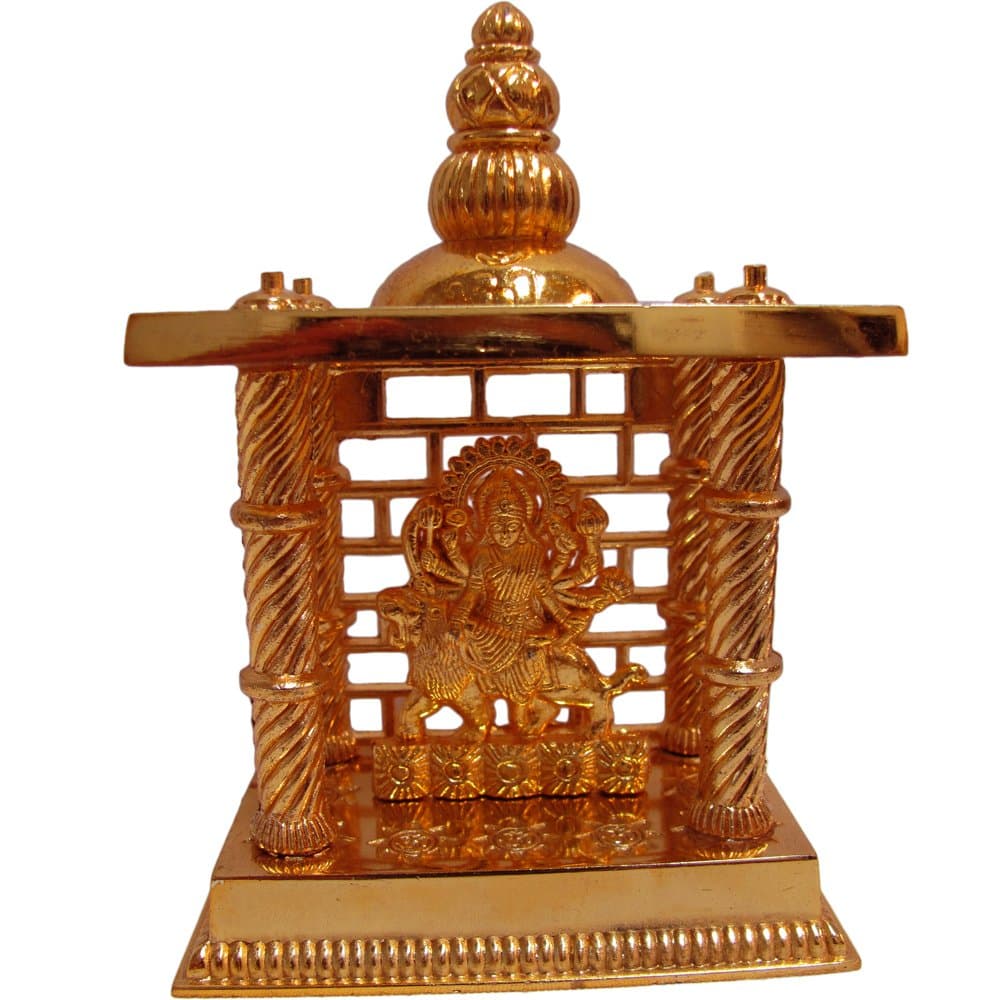 Durga Parvati Golden Brass Hindu Goddess of Power Shakti Altar Yoga Meditation Statue