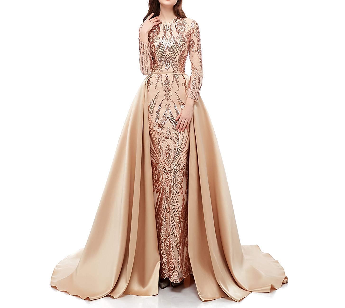 Aries Tuttle Green/Burgundy/Navy Blue Satin Mermaid Prom Evening Party Dress Gown Detachable Train