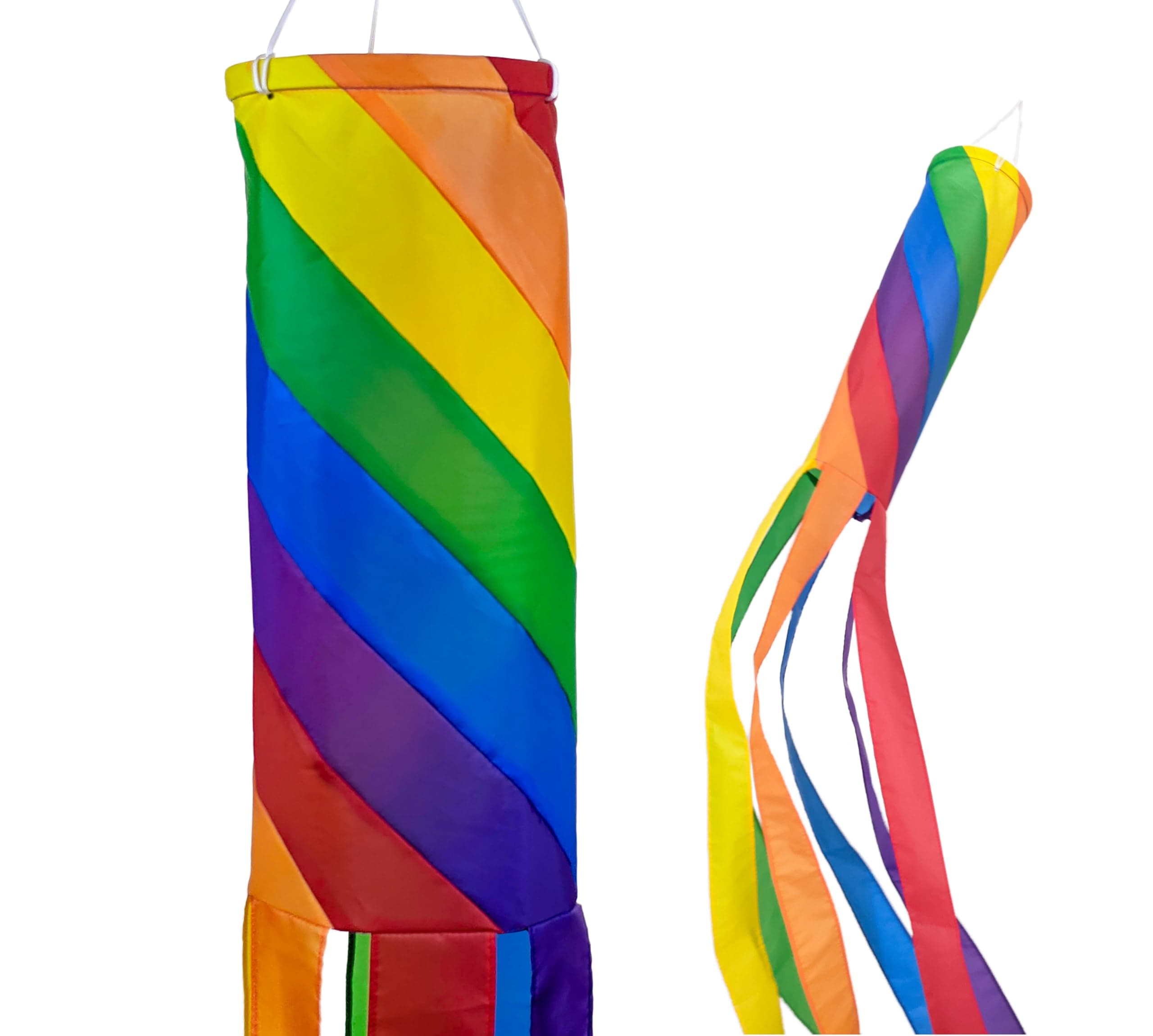 Madrona Brands Spiral Rainbow Windsock for Outside 60 Inch | Durable Outdoor Decorative Hanging Wind Sock Flag | Yard, Porch, Deck, Patio