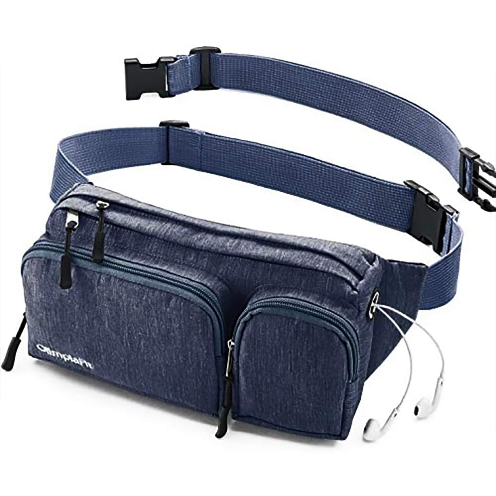 Fanny Pack For Women & Men Cute Waist Bag - Hiking Travel Camp Running - Headphone Hole, Money Belt with 6 Pockets, Strap Extension - Easy Carry Any Phone, Passport, Wallet - Water Resistant Holder