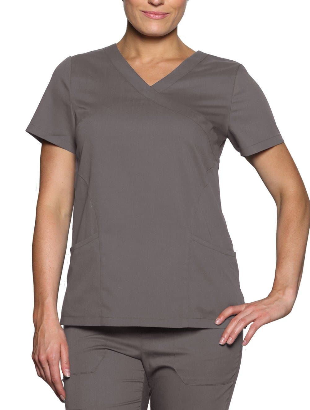 Crush Scrubs ''DOLLFACE' Sporty Mock Wrap Top' Scrub Top