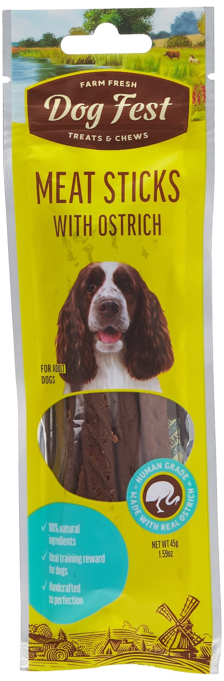 Dog Fest Meat Sticks With Ostrich For Adult Dogs 45g, multicolor
