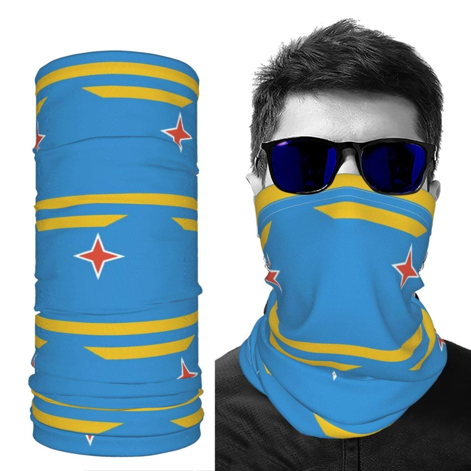 SD3DPrint Aruba Flag Unisex Balaclava Face Scarf Headwear Neck Gaiter Dust Mask Sun UV Dust Wind Proof 1 PCS