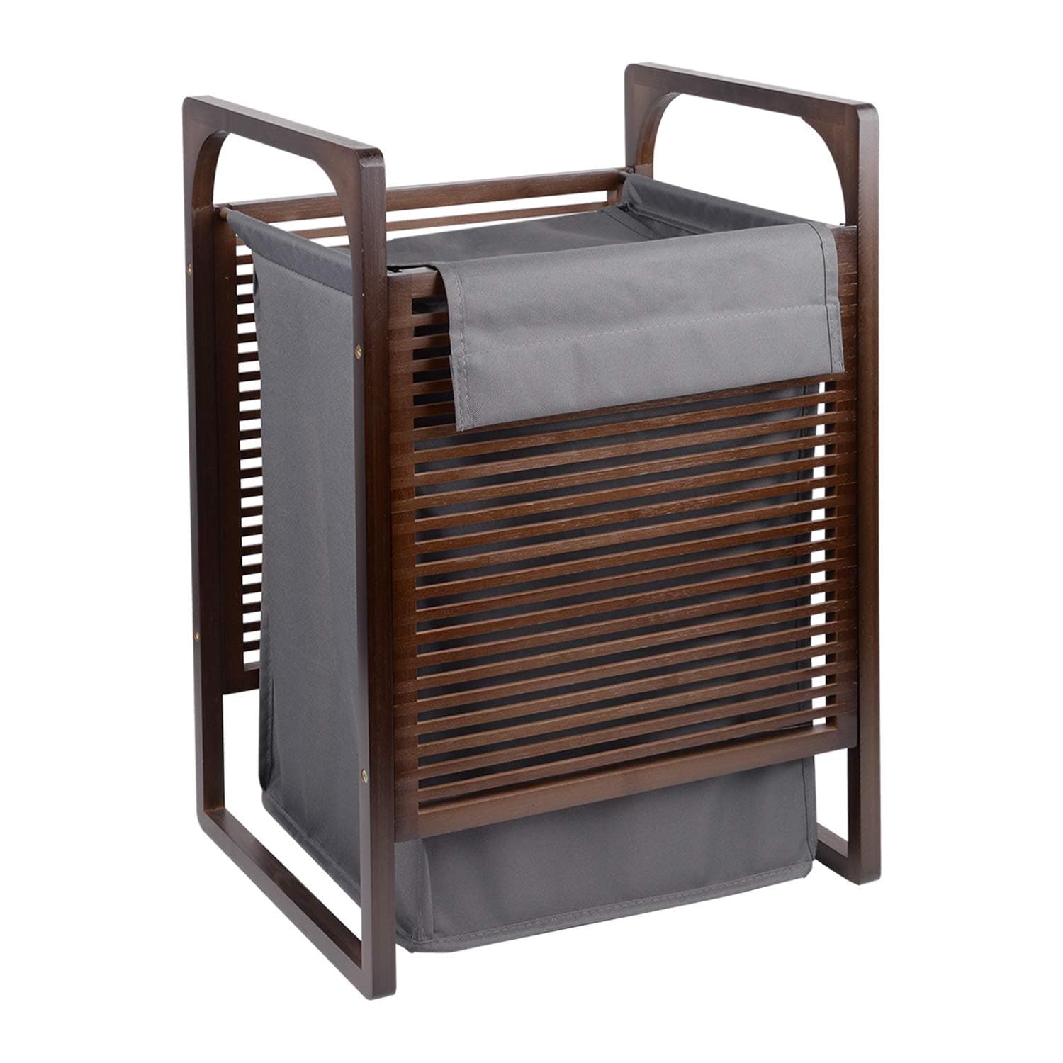 KINGLAND Bamboo Hamper Laundry Storage Basket Bamboo Laundry Hamper with Oxford Fabric Liner