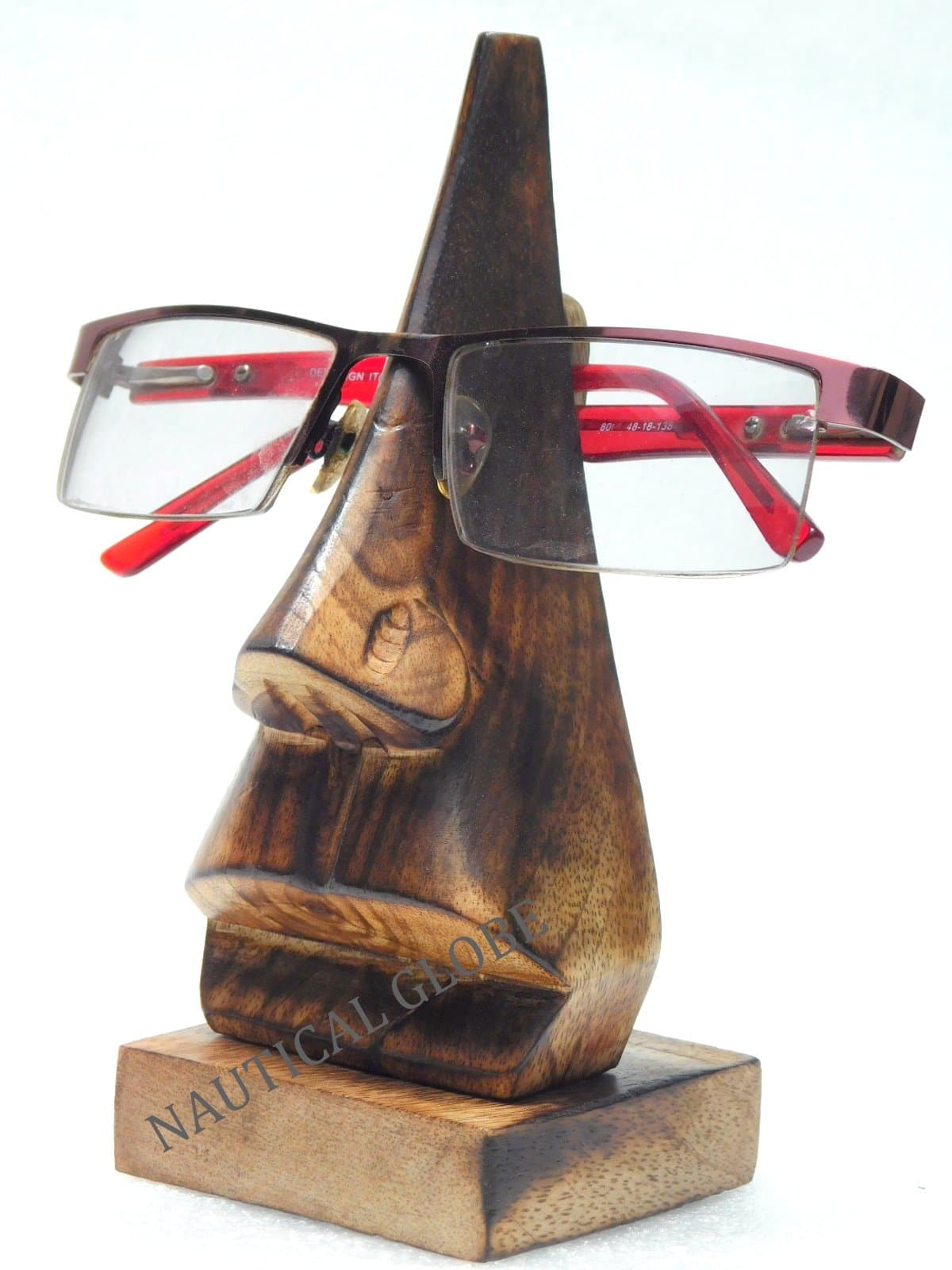 Meridian Nauticals KHUMYAYAD Classic Spectacle Holder 6.5" Wooden Nose, Display Stand,Wood Spectacle Stand,Unique Desktop Item