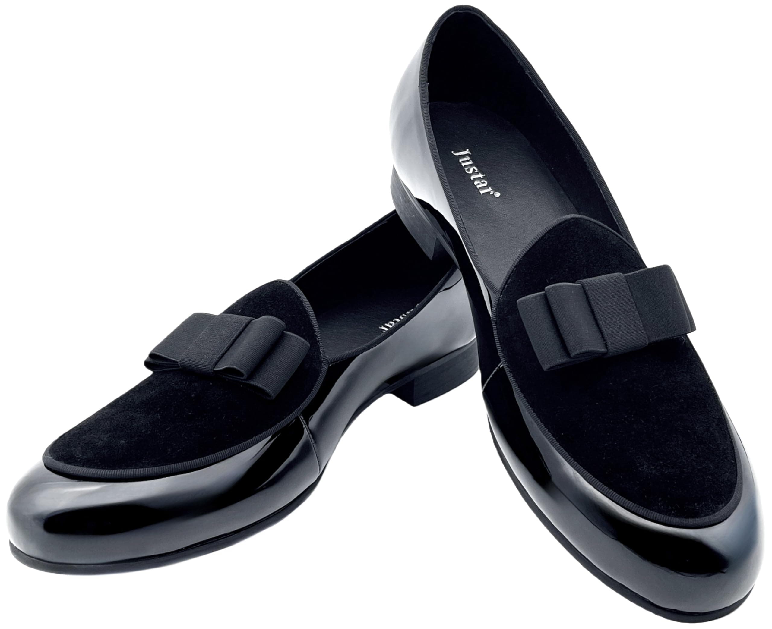 Men's Leather Loafers Belgian Formal Slip-On Dress Shoes Banquet with Bowtie Penny Flats