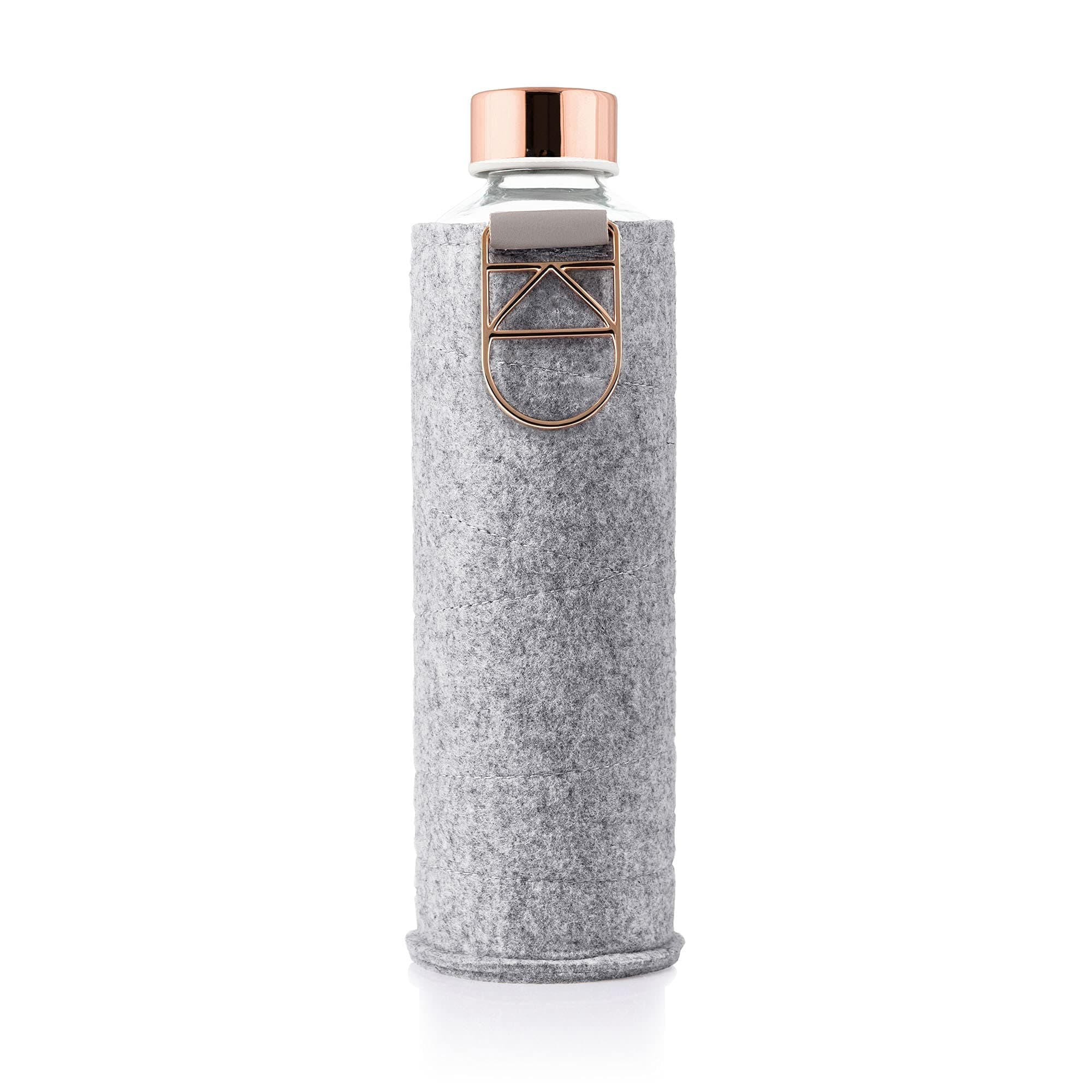 EQUAGlass Bottle with Felt Purse Mismatch Rose Gold Sports Bottle 750 ml Drinks Bottle Made of Glass With Case 0.75 Litres with Cover – Designer Bottle for Travel