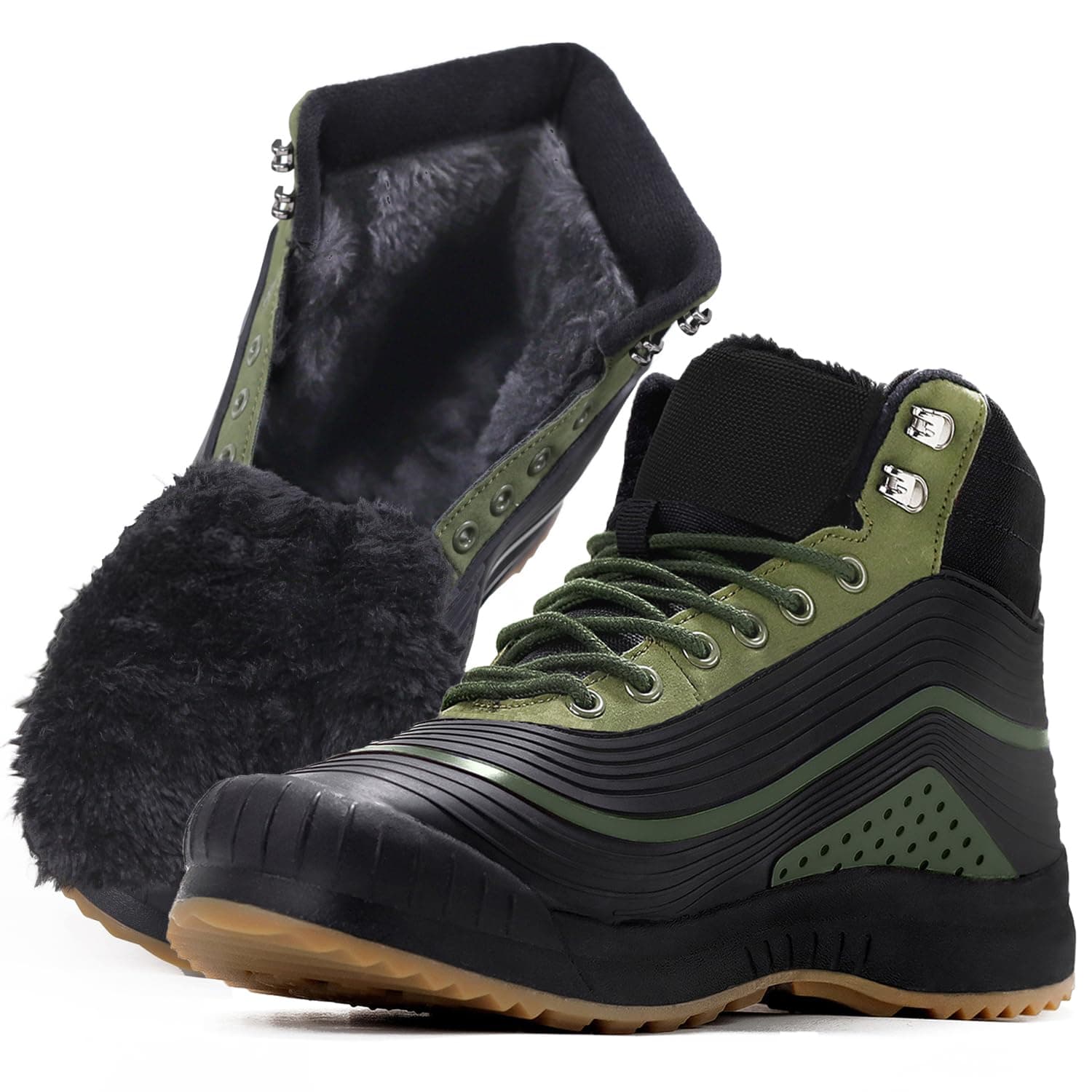 ulogu Snow Boots for Men Women丨Insulated Waterproof Fur Lined Booties丨Non Slip Lightweight Winter Shoes