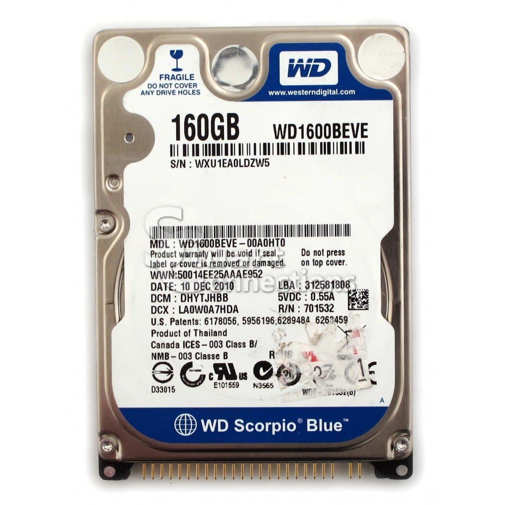 WD WD1600BEVE Western Digital Scorpio Blue 160GB 5400RPM PATA IDE Laptop Hard Drive