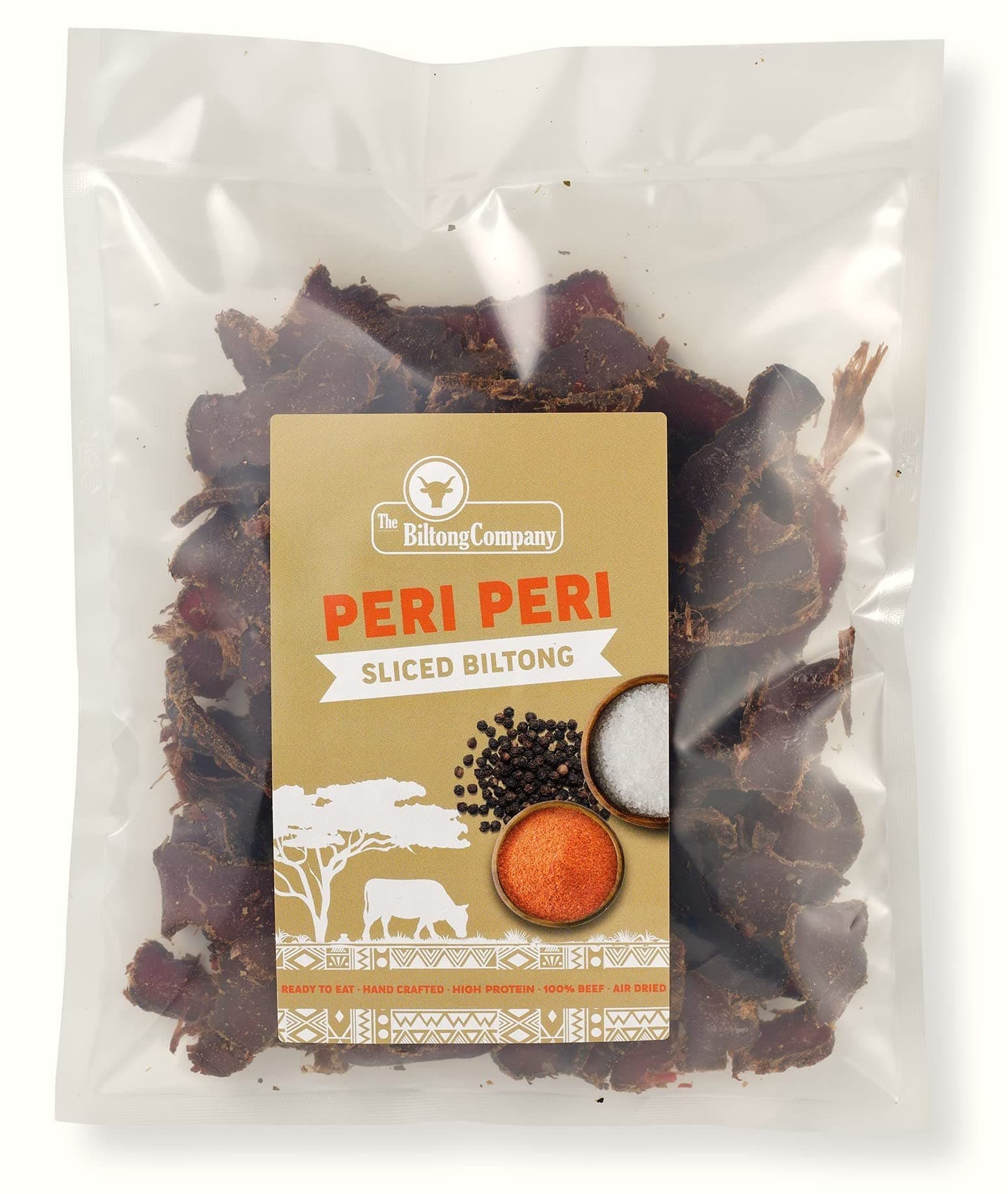 Biltong SLICED - 125g to 1kg - PERI PERI Flavour (500g)