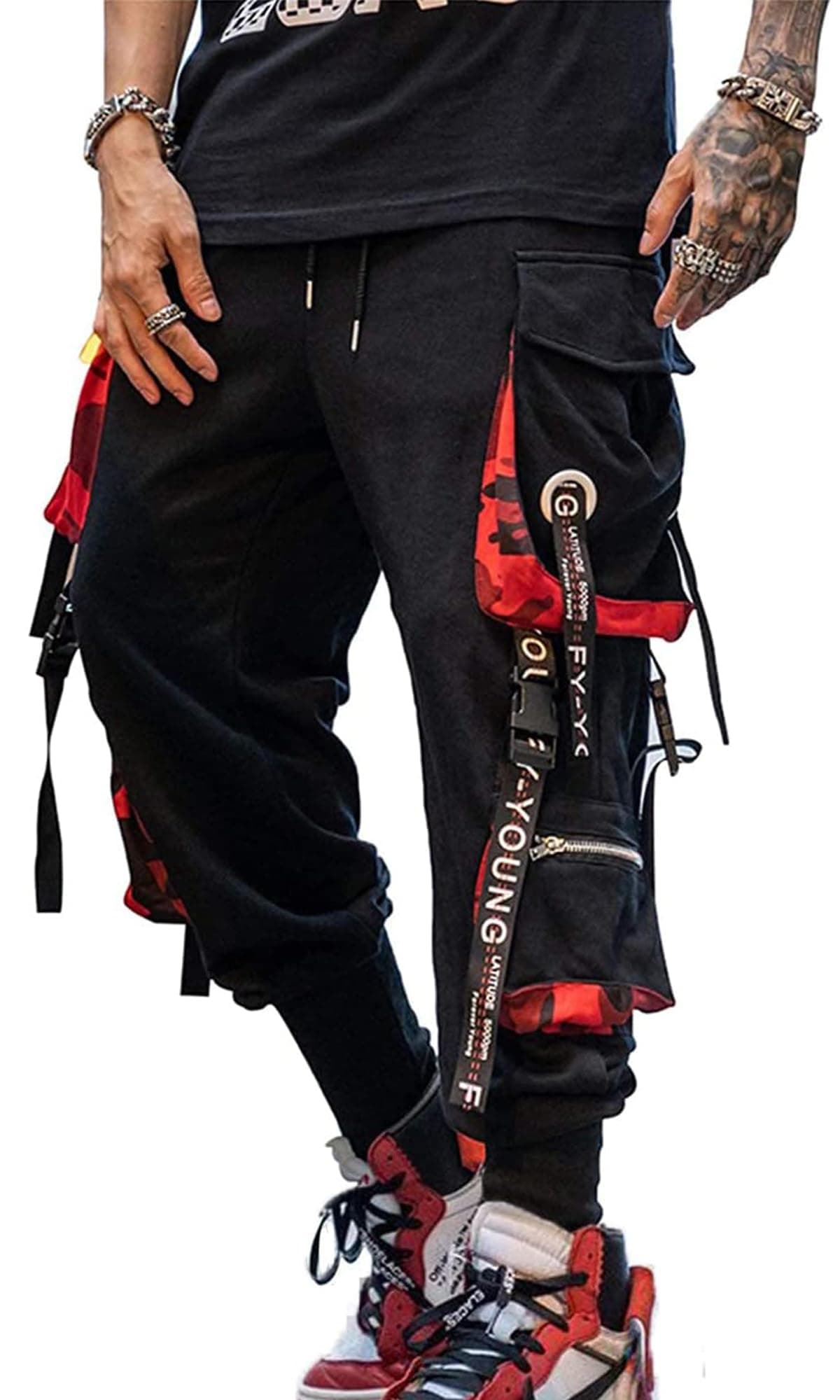 Men's Joggers Punk Cargo Baggy Techwear Hip Hop Harem Streetwear Tactical Track Pants