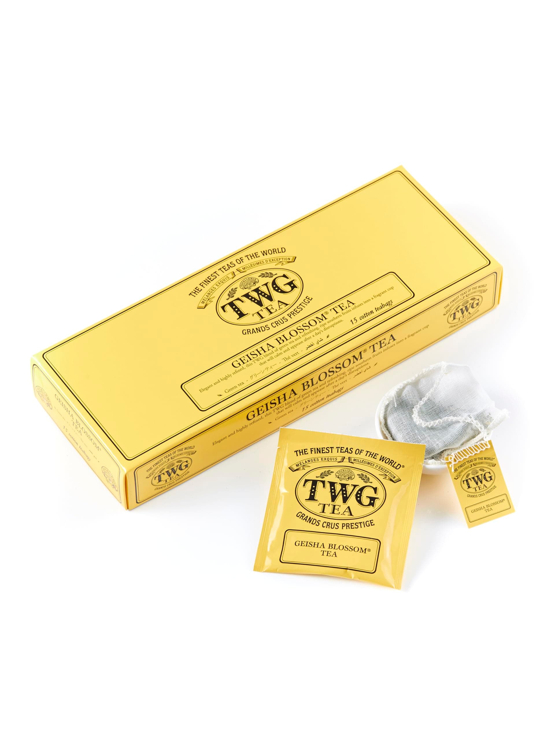TWG Tea | Geisha Blossom Tea | GreenTea | Passionfruit & Marigold Petals | 15 Hand Sewn Cotton Teabags | Gift Set
