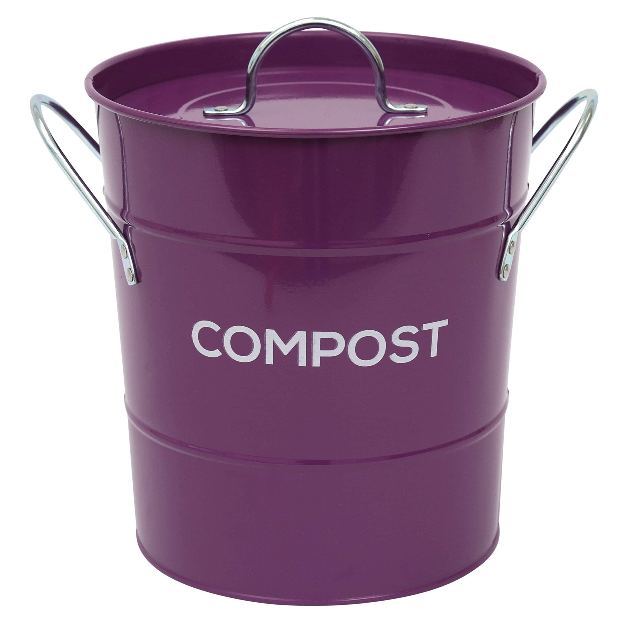 Metal Kitchen Compost Caddy - Composting Bin for Food Waste Recycling (Purple)