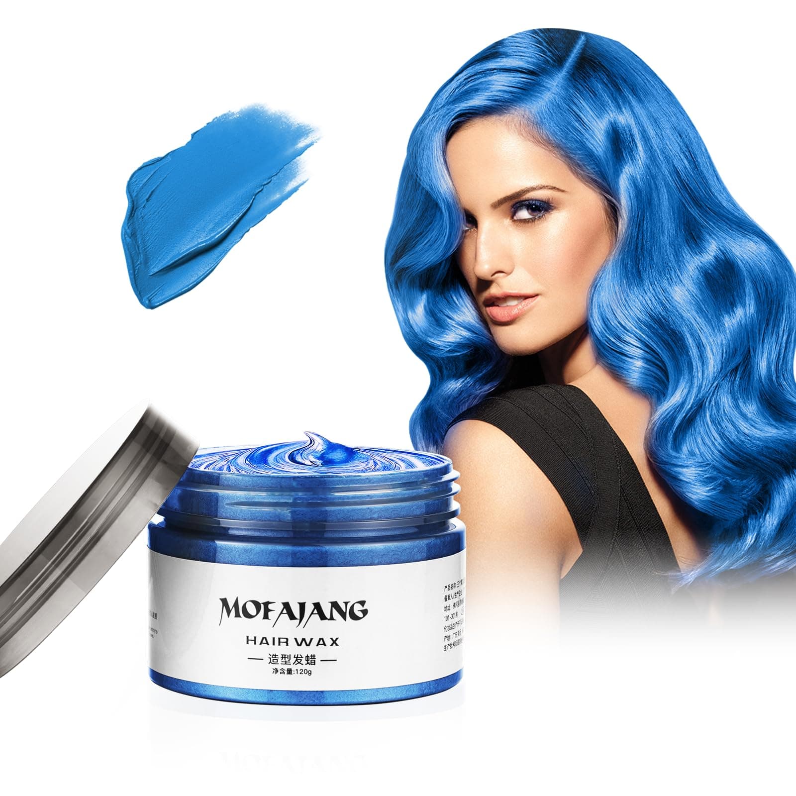 Temporary Blue Hair spray, Instant hair dye Wax 4.23 oz-Hairstyle Cream Hair Pomades Hair Color Wax for Party Cosplay Easy Cleaning(1, Blue)