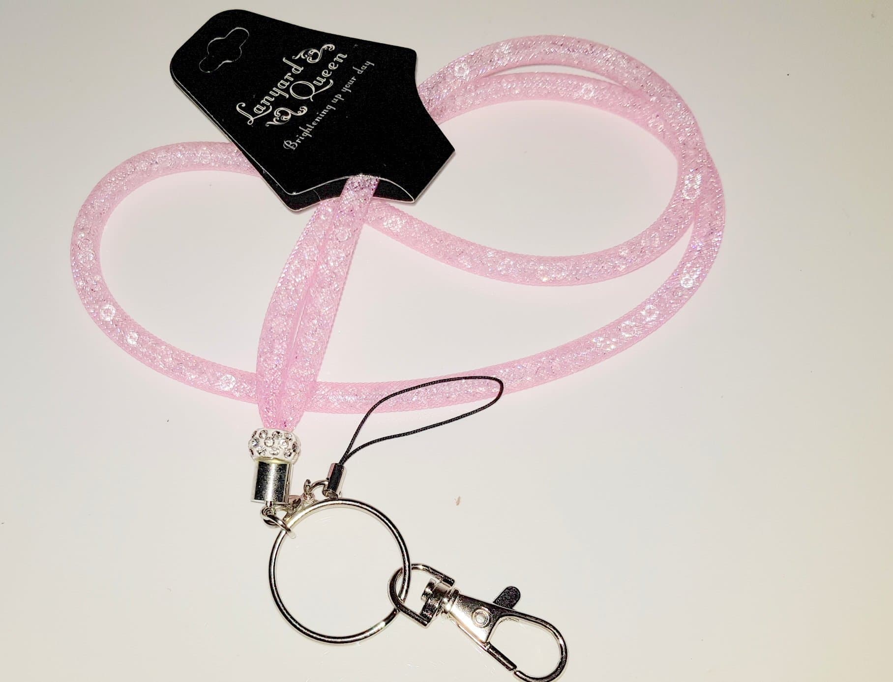 Lanyard Queen ™ Crystal Mesh Diamante Bling Rhinestone Lanyard Ideal for ID Badge pass holder, Office Wear. (Paris Pink)