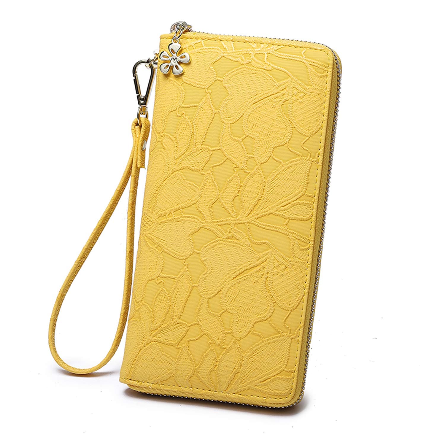 Women Soft Vegan leather Wallet RFID Blocking Phone Wristlet Clutch With Strap