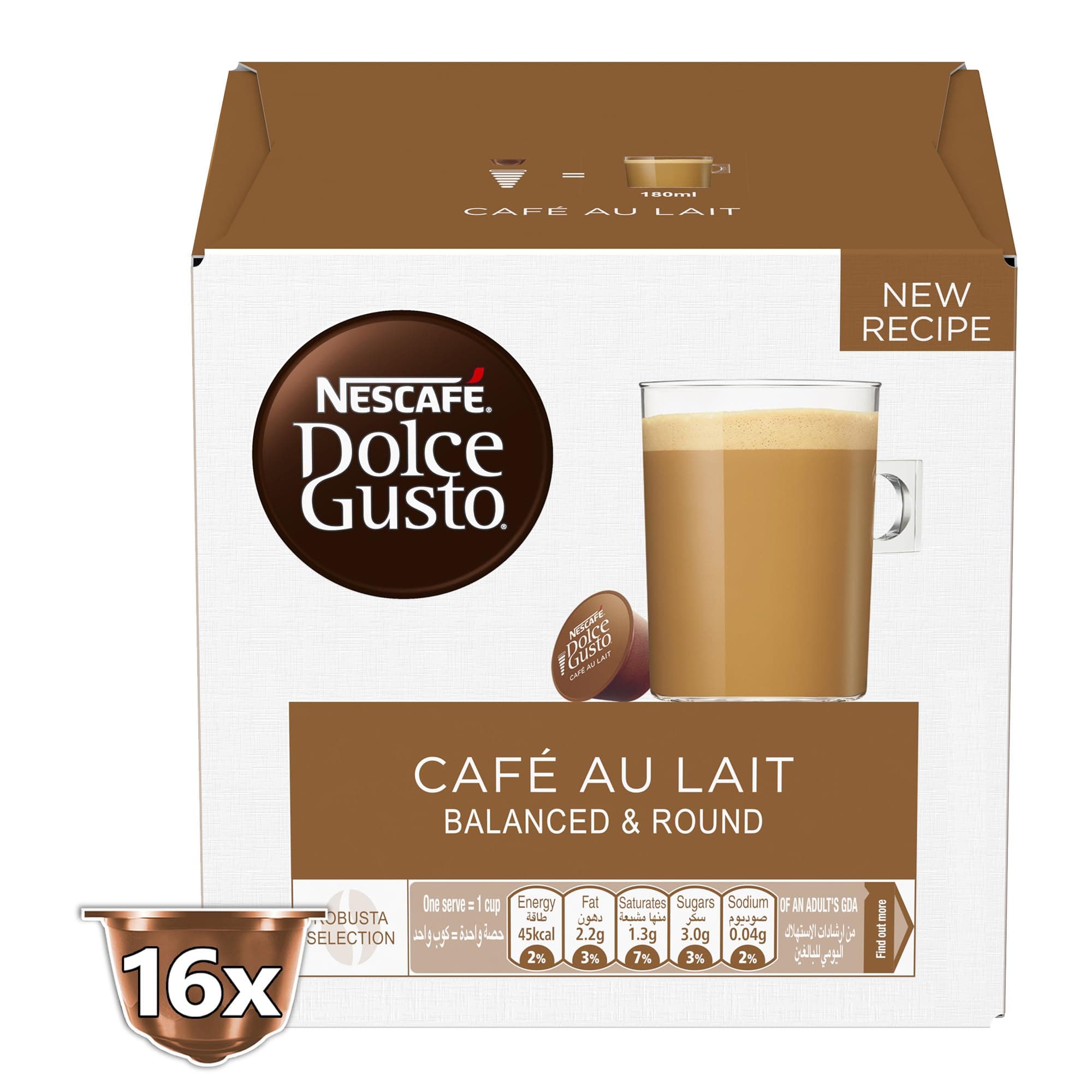 Nescafe Dolce Gusto Cafe Au Lait, 16 Capsules