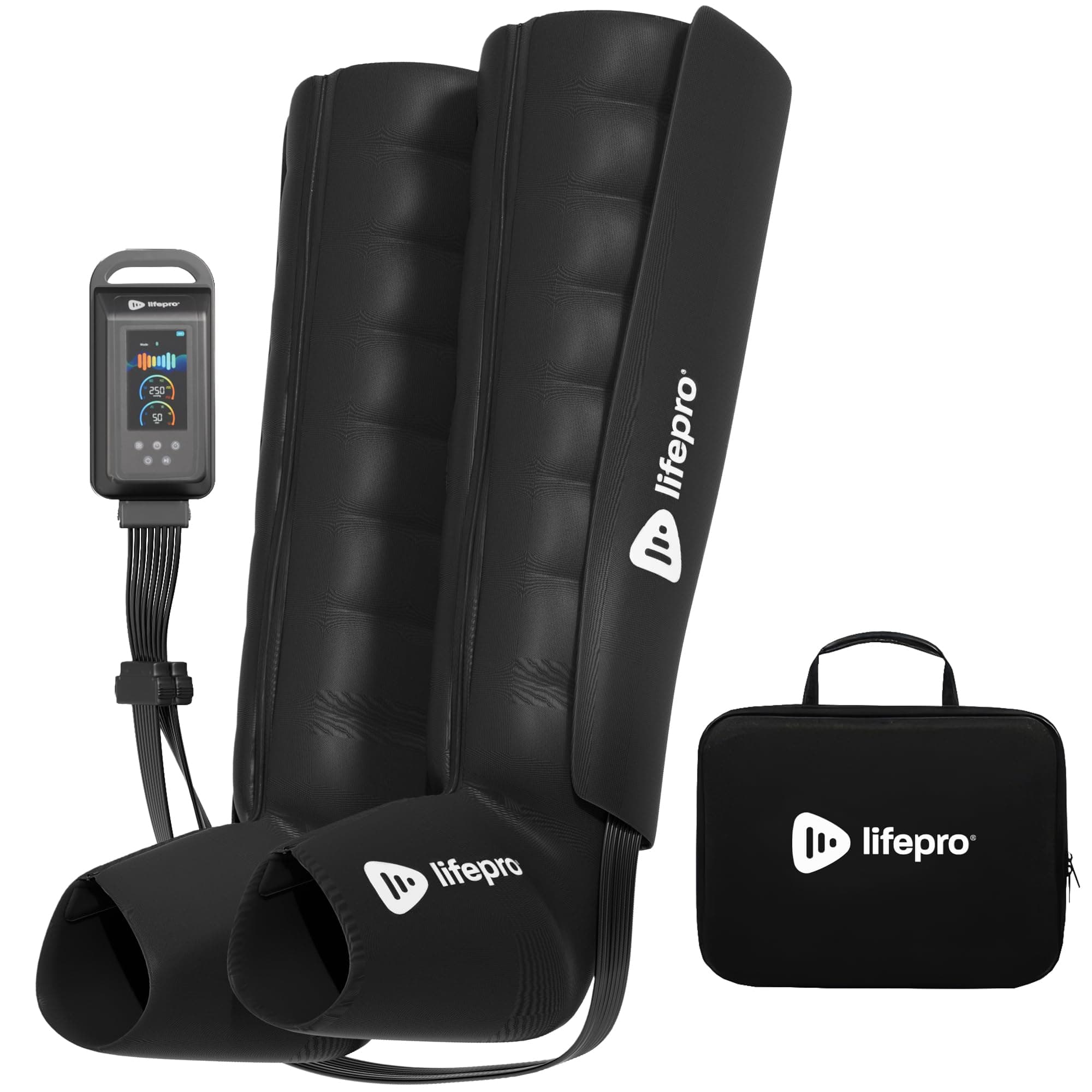 LifePro Air Compression Recovery System with Heat – 8-Chamber Full Leg Massage for Calf, Thigh & Foot – Air Massage Wraps for Relaxation & Wellness – Gift for Mom or Dad.