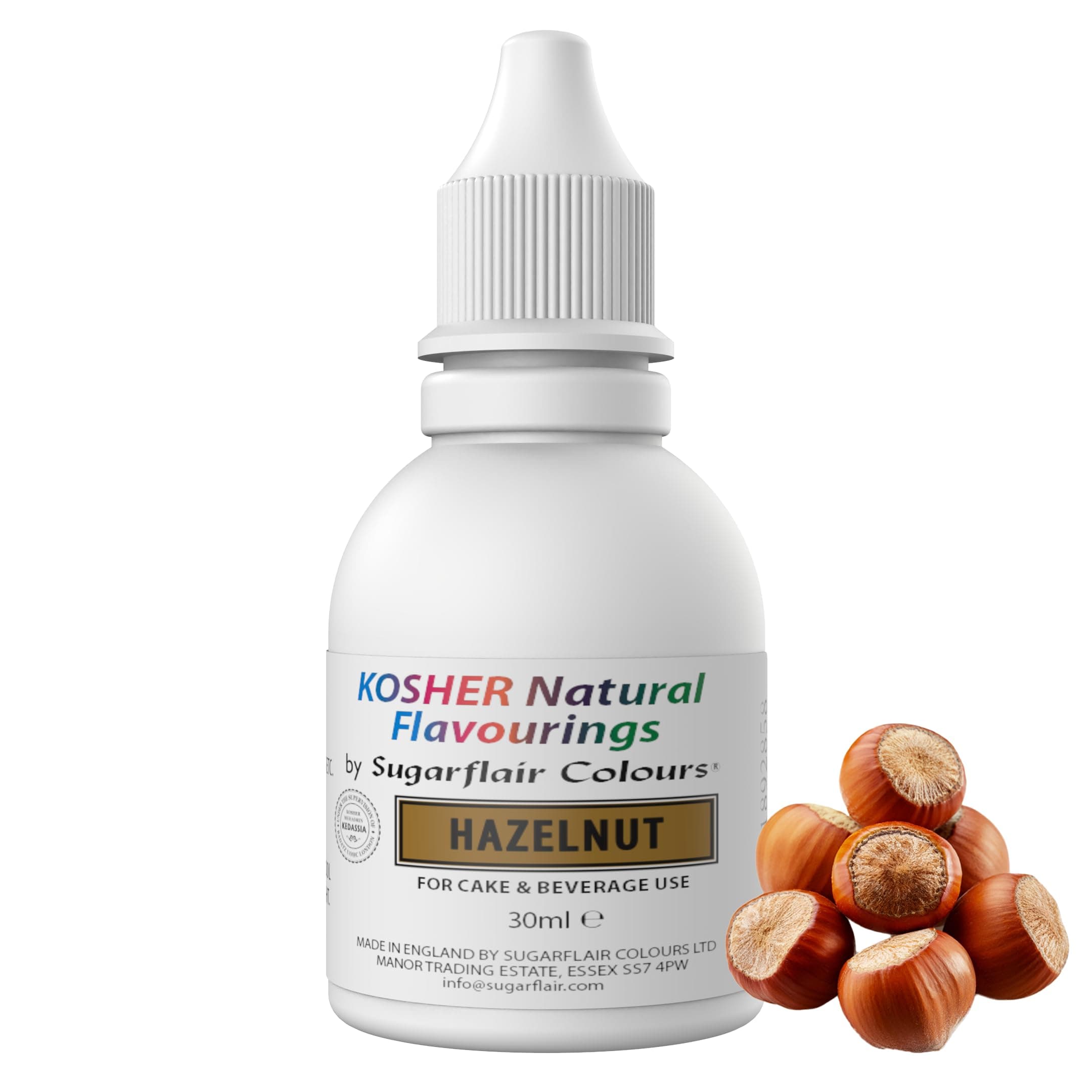 Sugarflair Hazelnut Flavouring - Natural Food Flavouring for Baking, Cakes, Ice Creams, Chocolates, Icings and More! Pack Your Bakes With A Delicious Natural Food Flavour Extract - 30ml