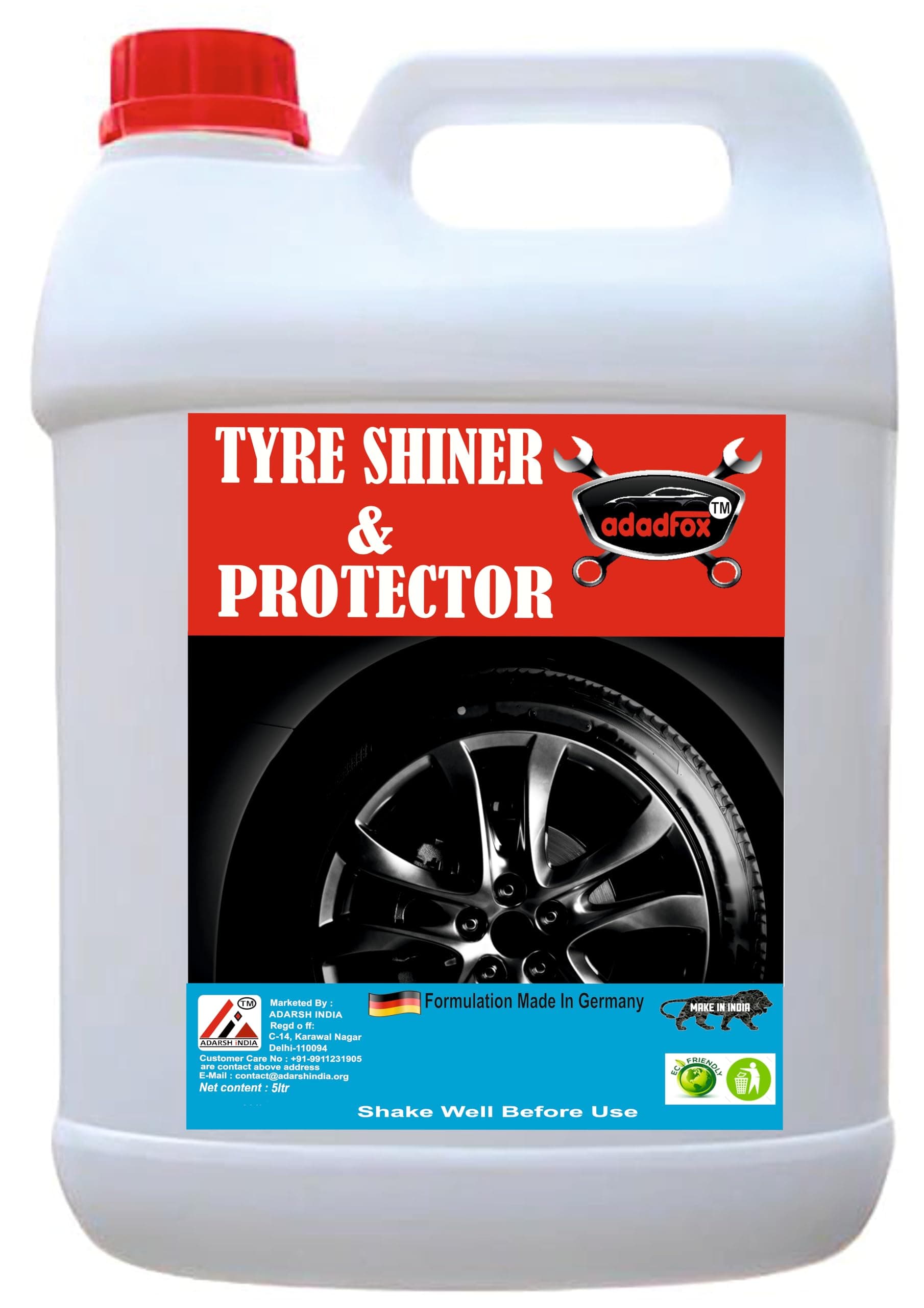 Tyre Polish 5 LTR |Tyre Shiner Gel Thik Liquid Gives Lustrous Dark, Long Lasting Super Black Shine - Non-Greasy and No Sling Formulation