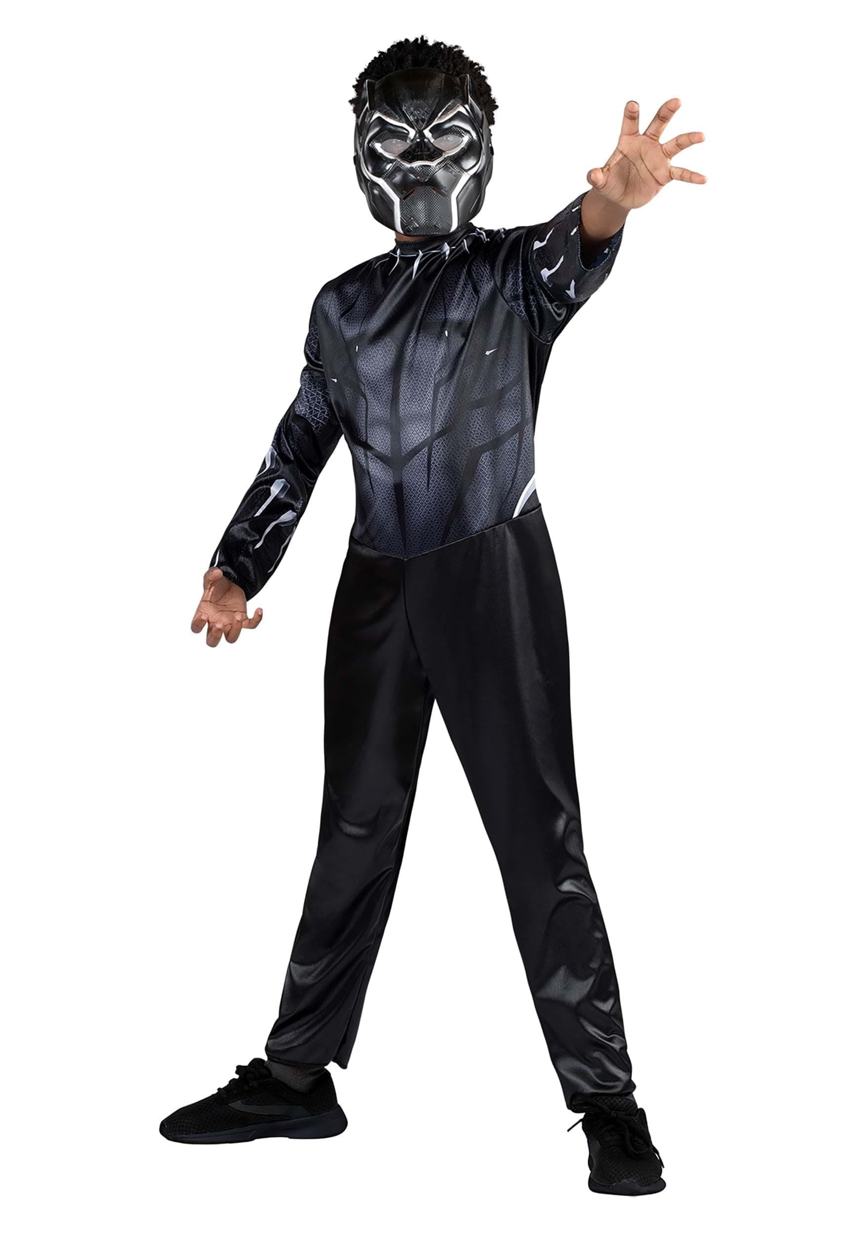 MARVEL Black Panther Official Youth Halloween Costume - Printed Jumpsuit with Plastic Mask