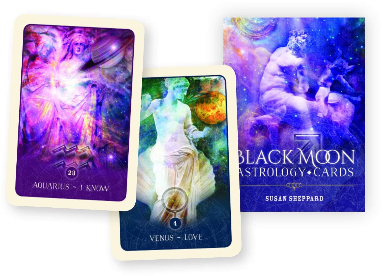 Black Moon Astrology Cards: 52 full colour cards & 184 page guidebook