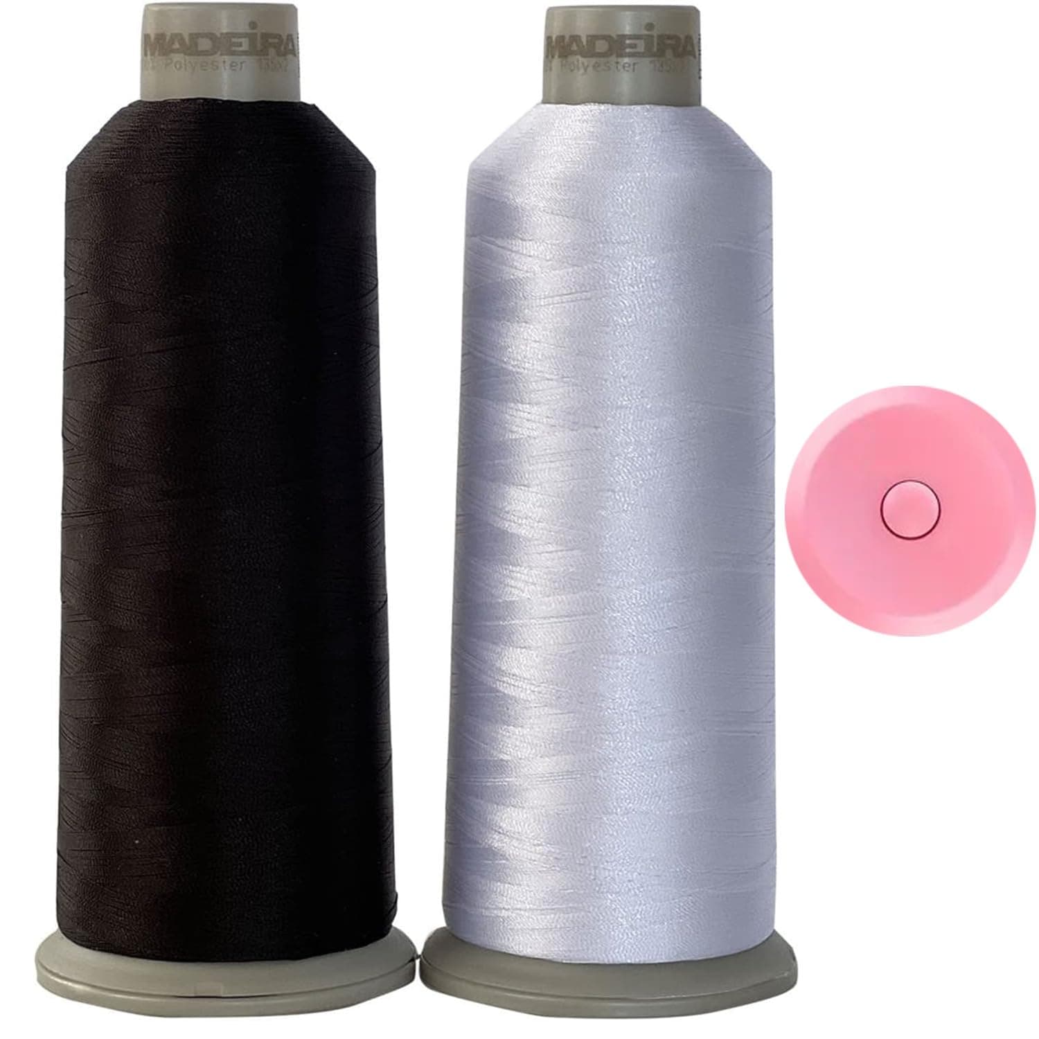 GARIZZE Madeira Embroidery Thread - Madeira 1801 - Madeira 1800 - Black and White Embroidery Thread - Embroidery Machine Thread - Cone - 2 Huge Spool of 5500Yd All Purpose Sewing