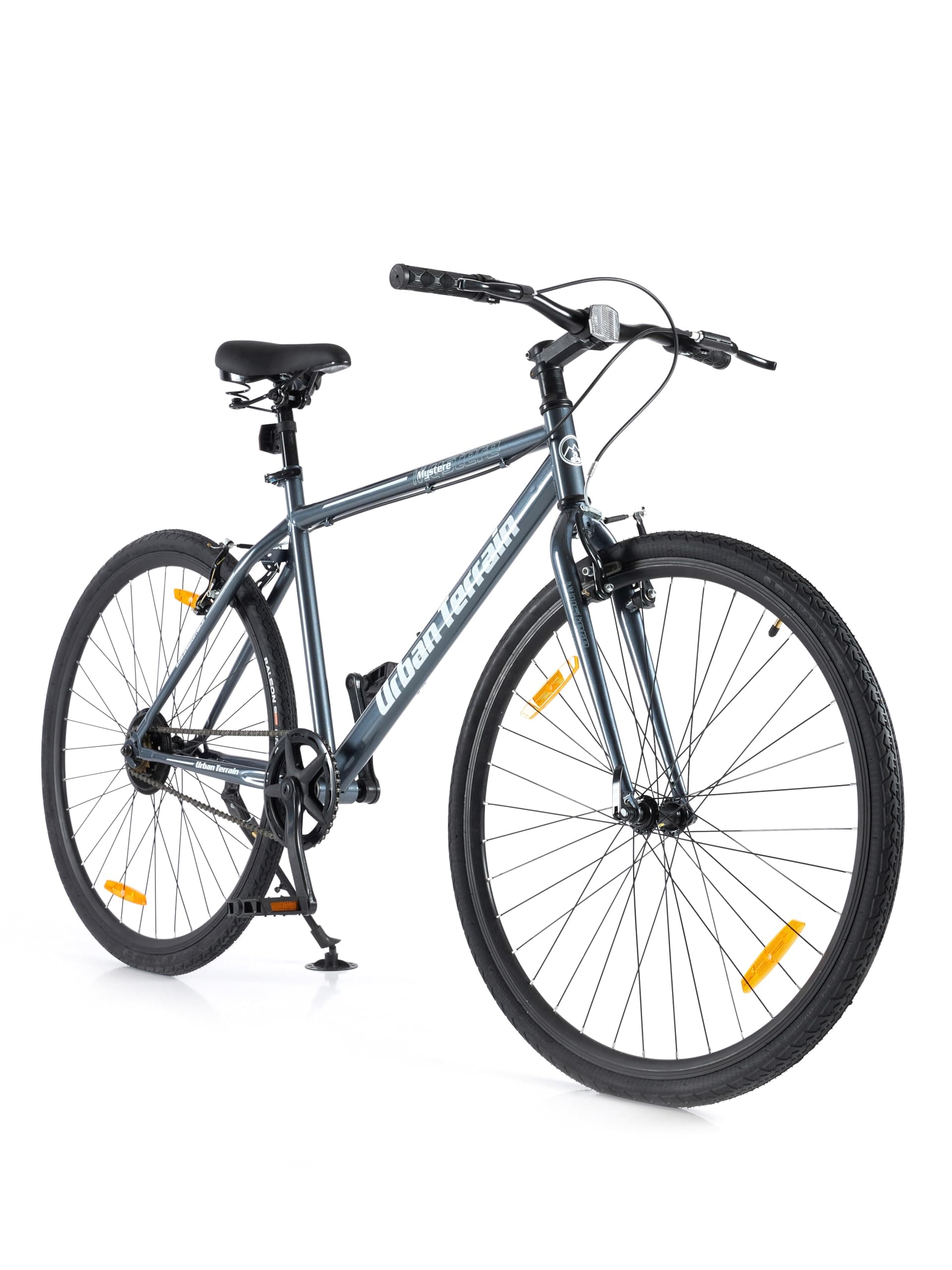 Urban Terrain Mystere Grey Cycle/Bicycle City Bike 700C Single Speed Bike with Rigid Fork and Complete Accessories Cycle for Men/Boys | Ideal for 15+ Years, Unisex, Frame Size : 19 inch