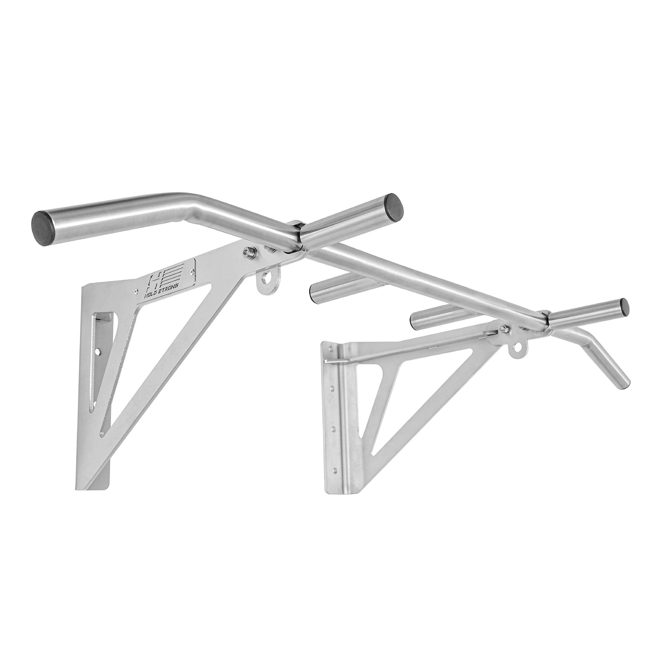 Stainless Steel Pull-Up Bar with 6 Grip Widths for Wall Mounting, HS-KE-W6, Professional Quality and Studio Approval, Eyelets for Punch Bag & TRX for Full Body Workout