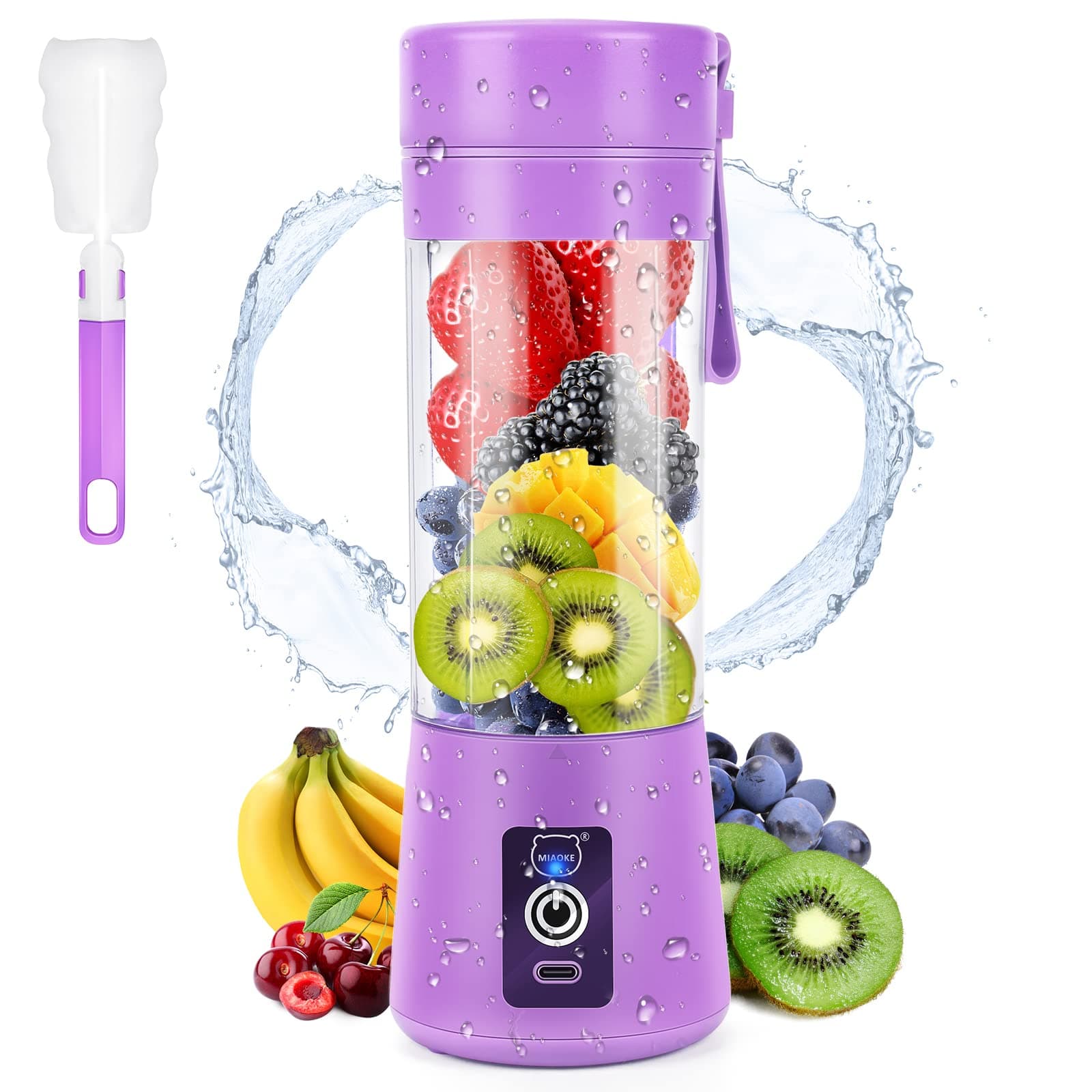 Portable Blender, Personal Mini Juice, USB Rchargeable Juicer Cup with Six Blades in 3D, Smoothie Blender Home/Office/Outdoors