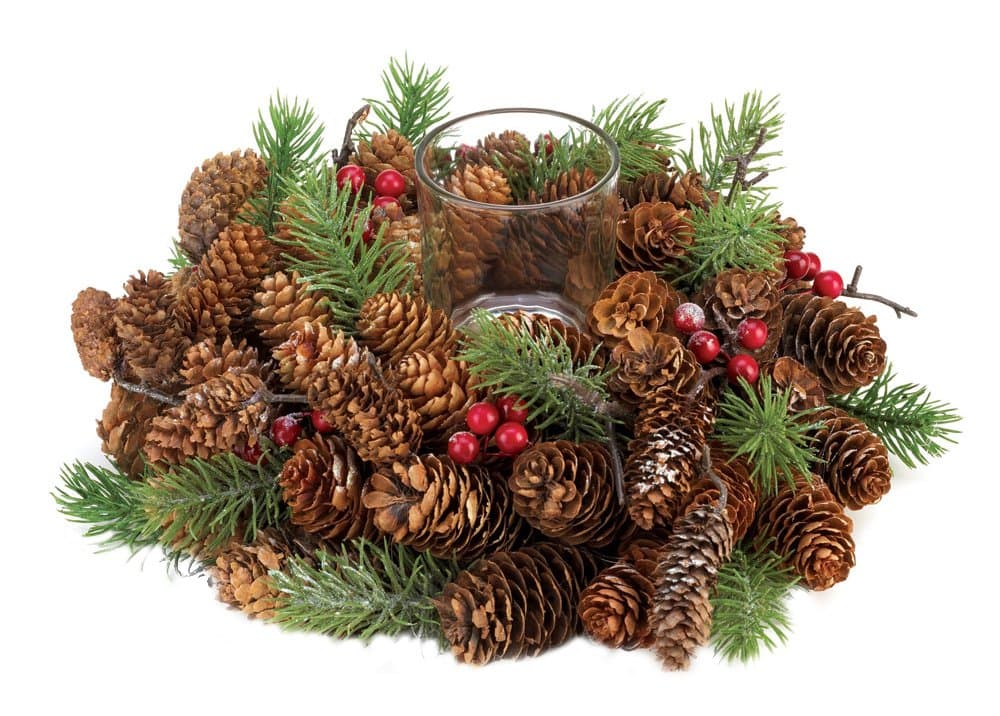 NEW PINE CONE WREATH CANDLE HOLDER WFM-10015490