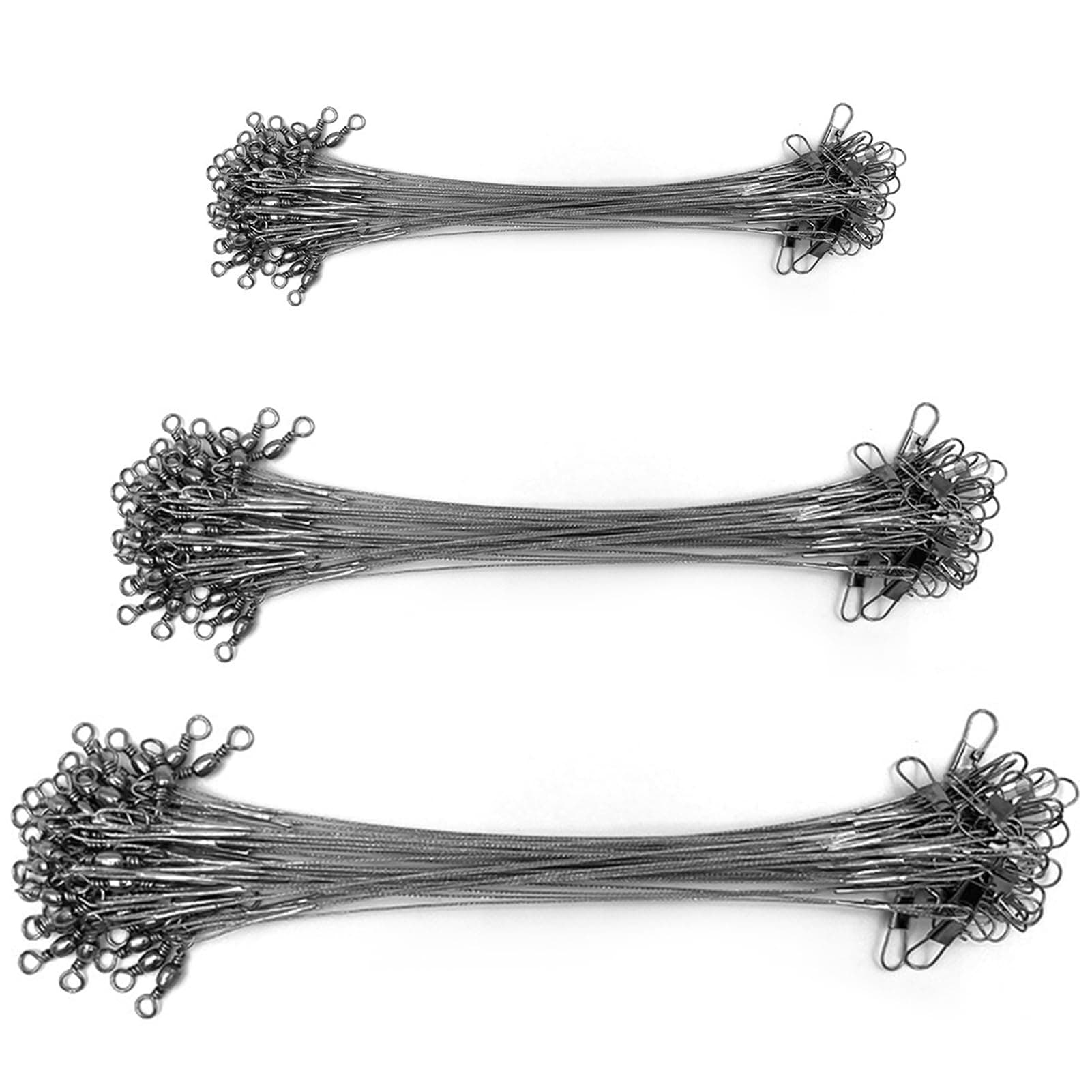 Beauenty 90 PCS Fishing Leaders, Steel Fishing Line with Snap,Coated Fishing Wire Leaders,20cm,25cm,30cm