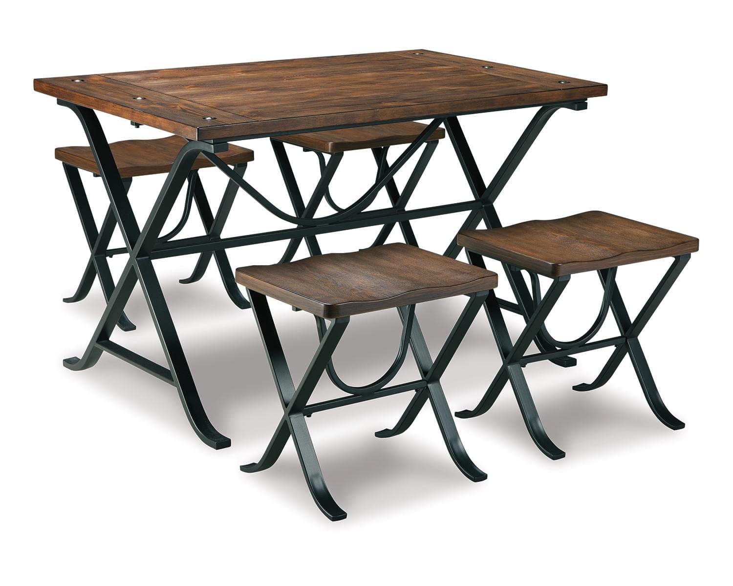 Signature Design by Ashley Freimore Industrial 5 Piece Dining Set, Includes Table and 4 Stools, Brown