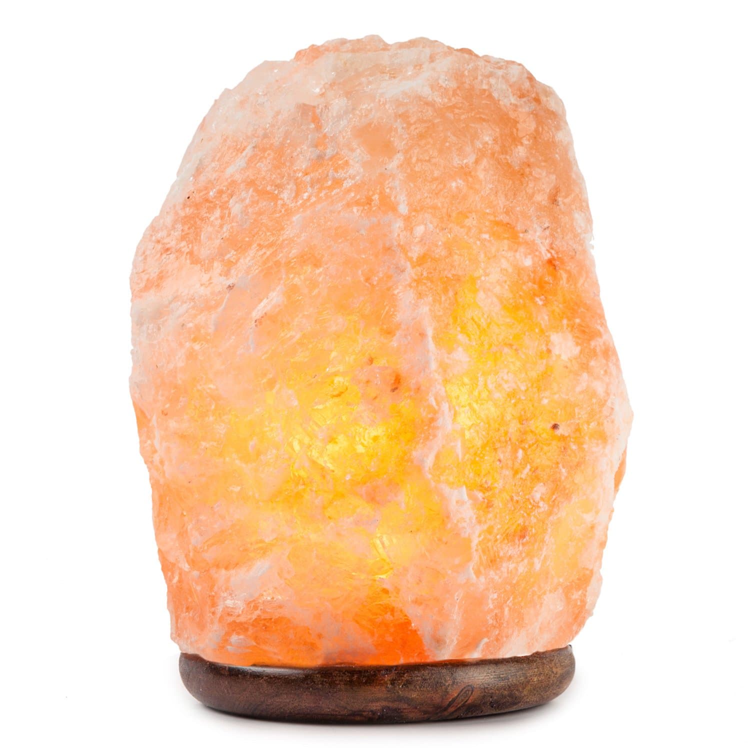HemingWeigh Himalayan Hand Carved Natural Crystal Salt Lamp with Genuine Wood Base, Bulb and Dimmer Control 6 to 8 Inch, 6 to 7 lbs. 5’ UL Listed Cord