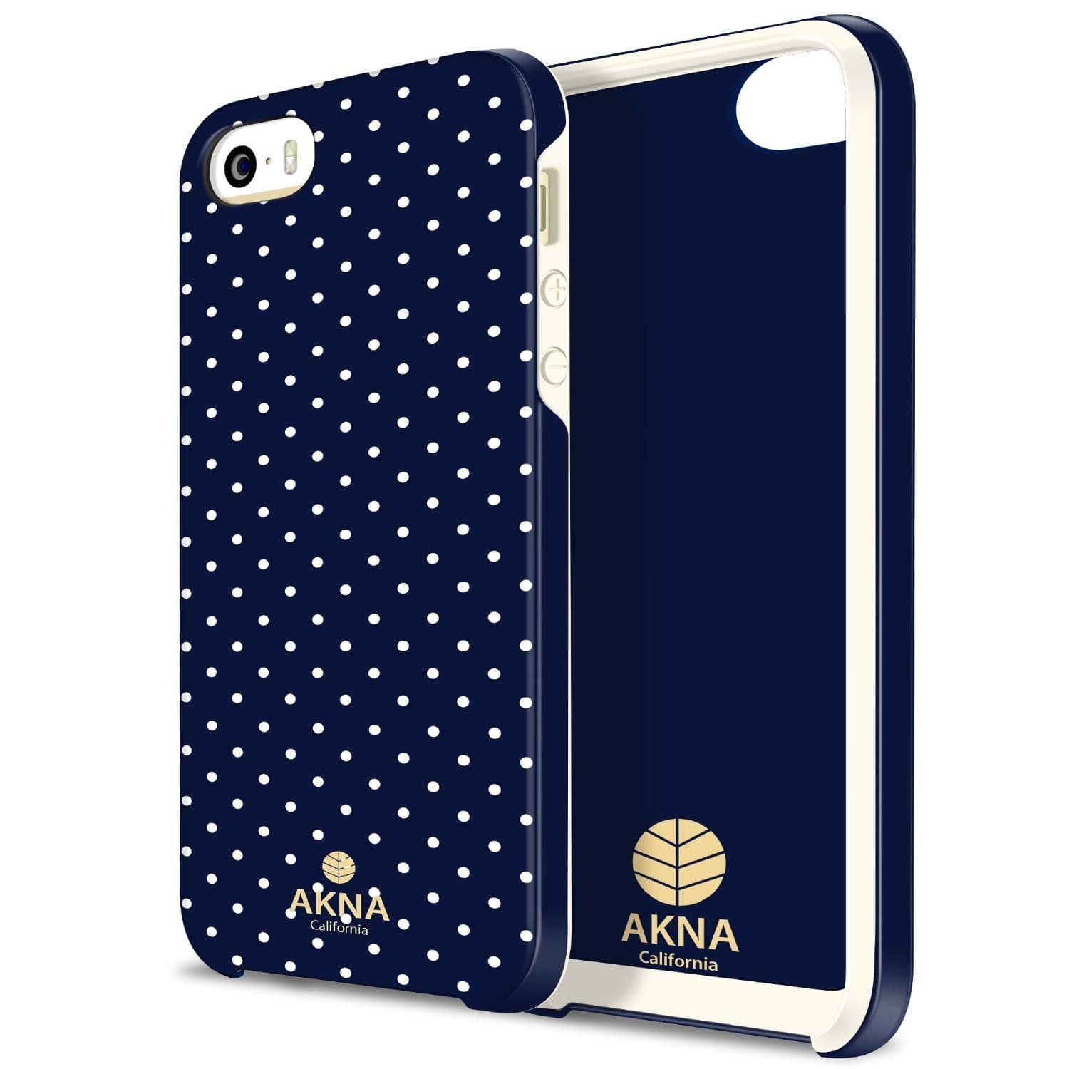iPhone 5s case for Girls, Akna Perfection Series Slim PC + Flexible TPU**[Hybrid Impact]**[Ultimate Slim]**[Girl Case]**[Stylish Guy Case]Protection Back Case for iPhone 5 5S - [Royal Blue Polka Dots]