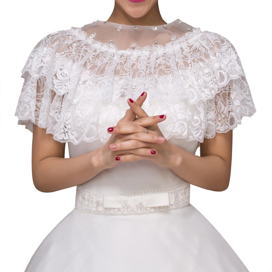 Women's Lace Wedding Bridal Bolero Jackets Shawl Formal Party Prom Evening Cape for Bride Bridesmaid Wrap Shrugs