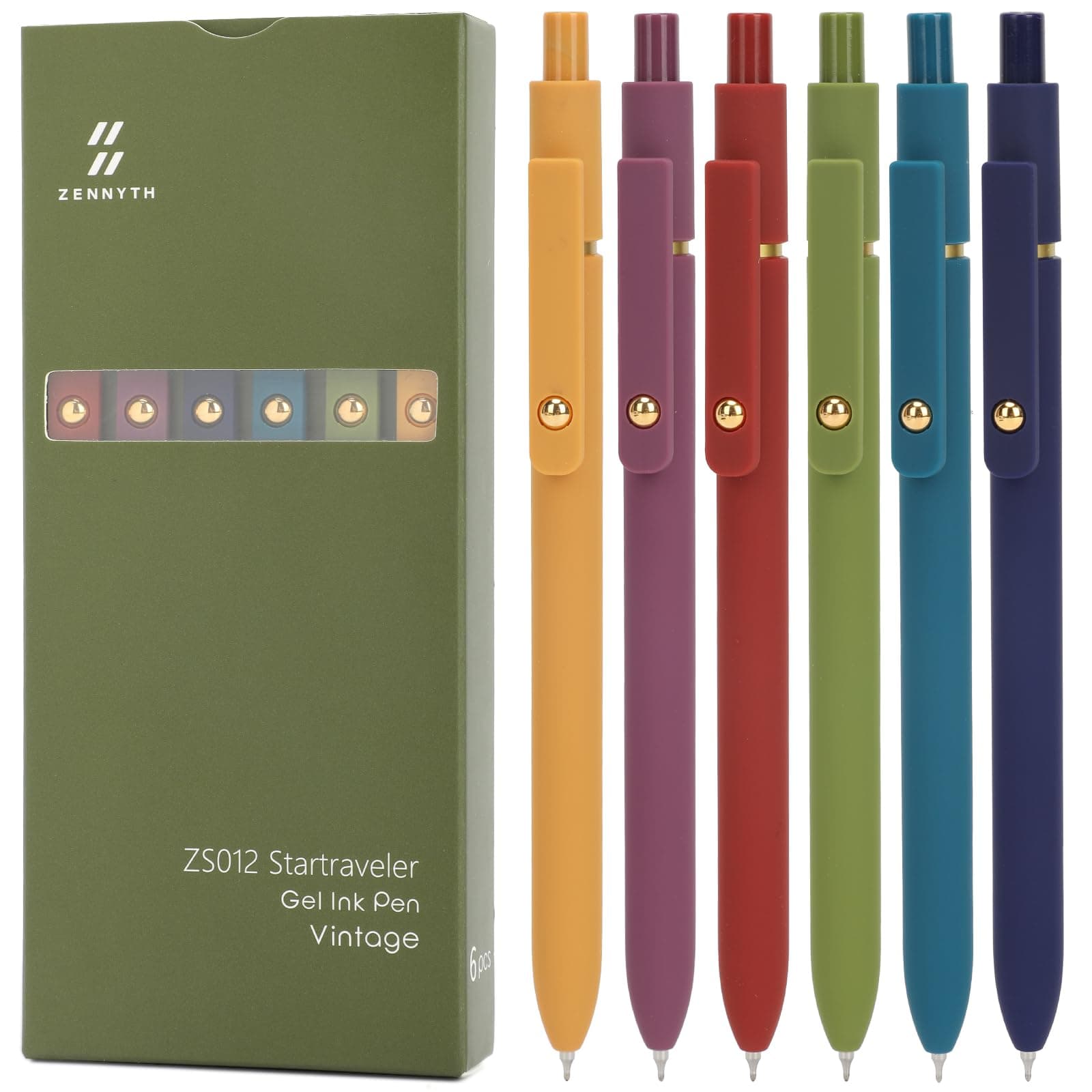 Ddaowanx Gel Pens, 6 Pcs 0.5mm Quick Dry Black Ink Pens Fine Point Smooth Writing Pens, Office Desk Accessories for Women(6 Pcs Vintage-Black Ink)