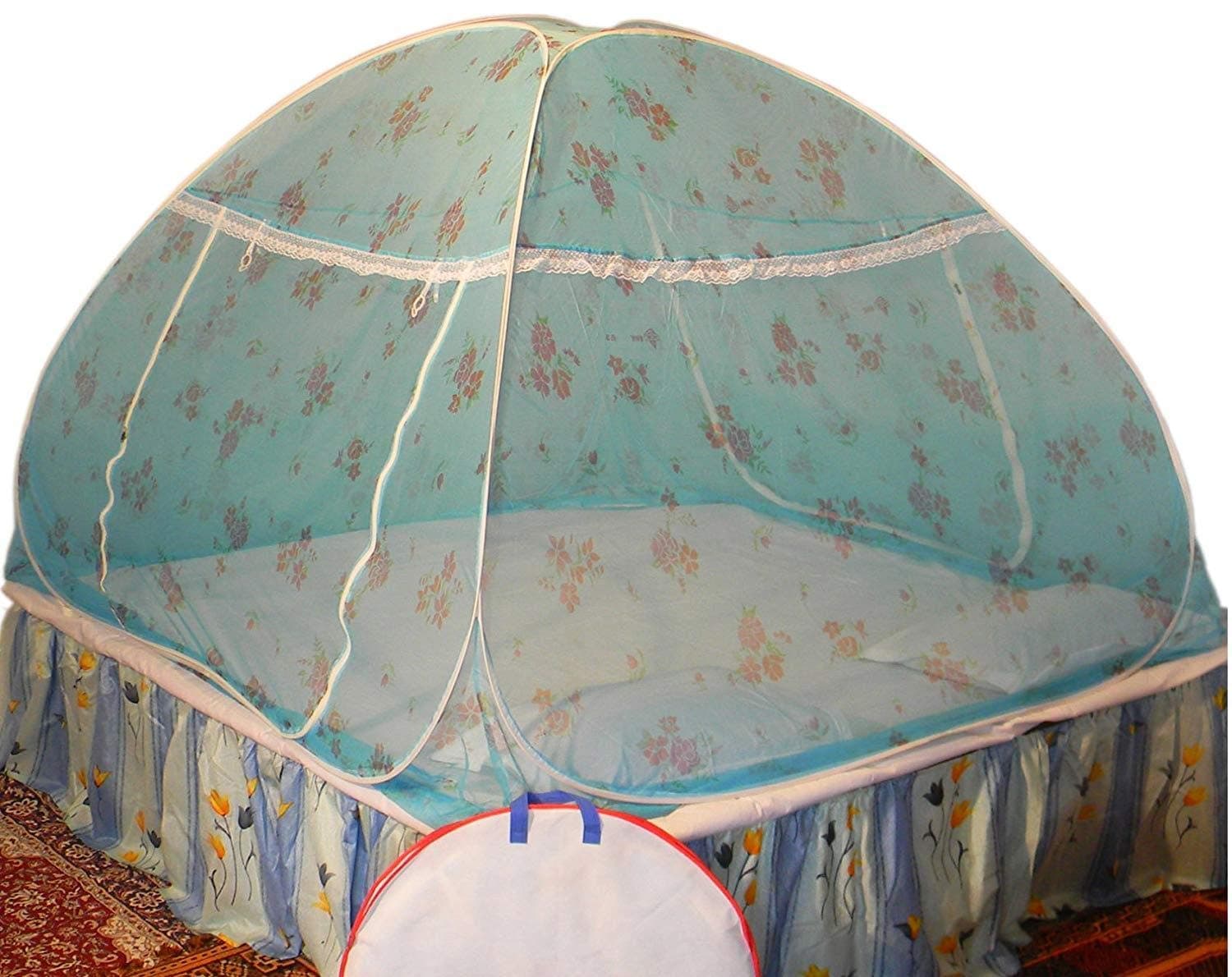 Healthy Sleeping Foldable Polyester Double Bed Mosquito Net (Blue)